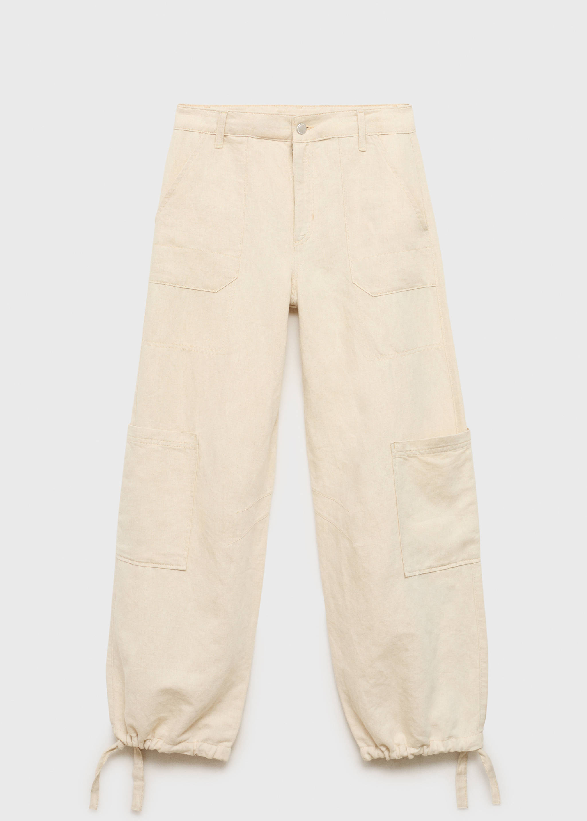Pantalón cargo lino bajo abullonado - Artículo sin modelo