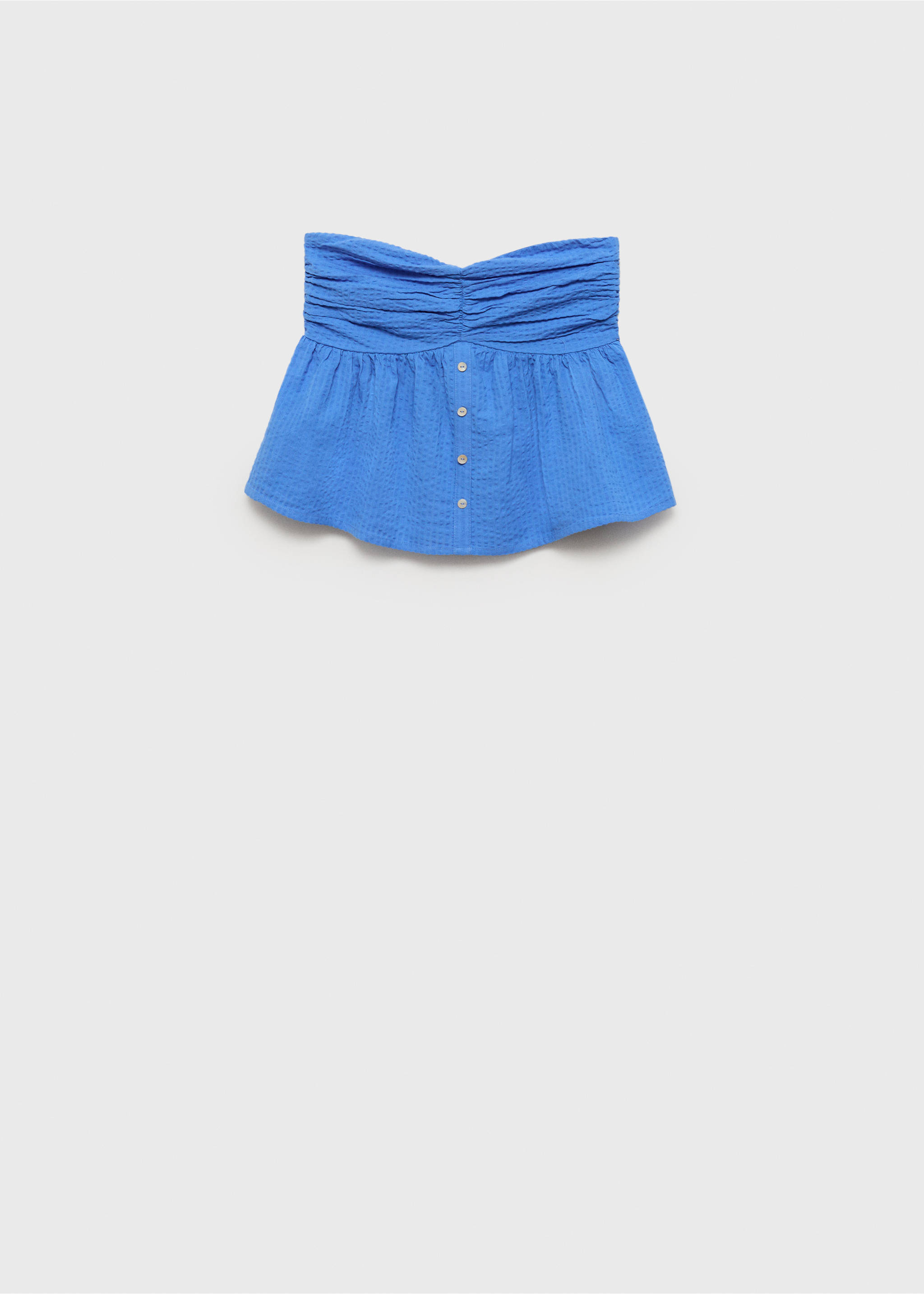 Schulterfreies Top mit Raffdetails - Artikel ohne Model, Blau. Ref: 87056338-00.