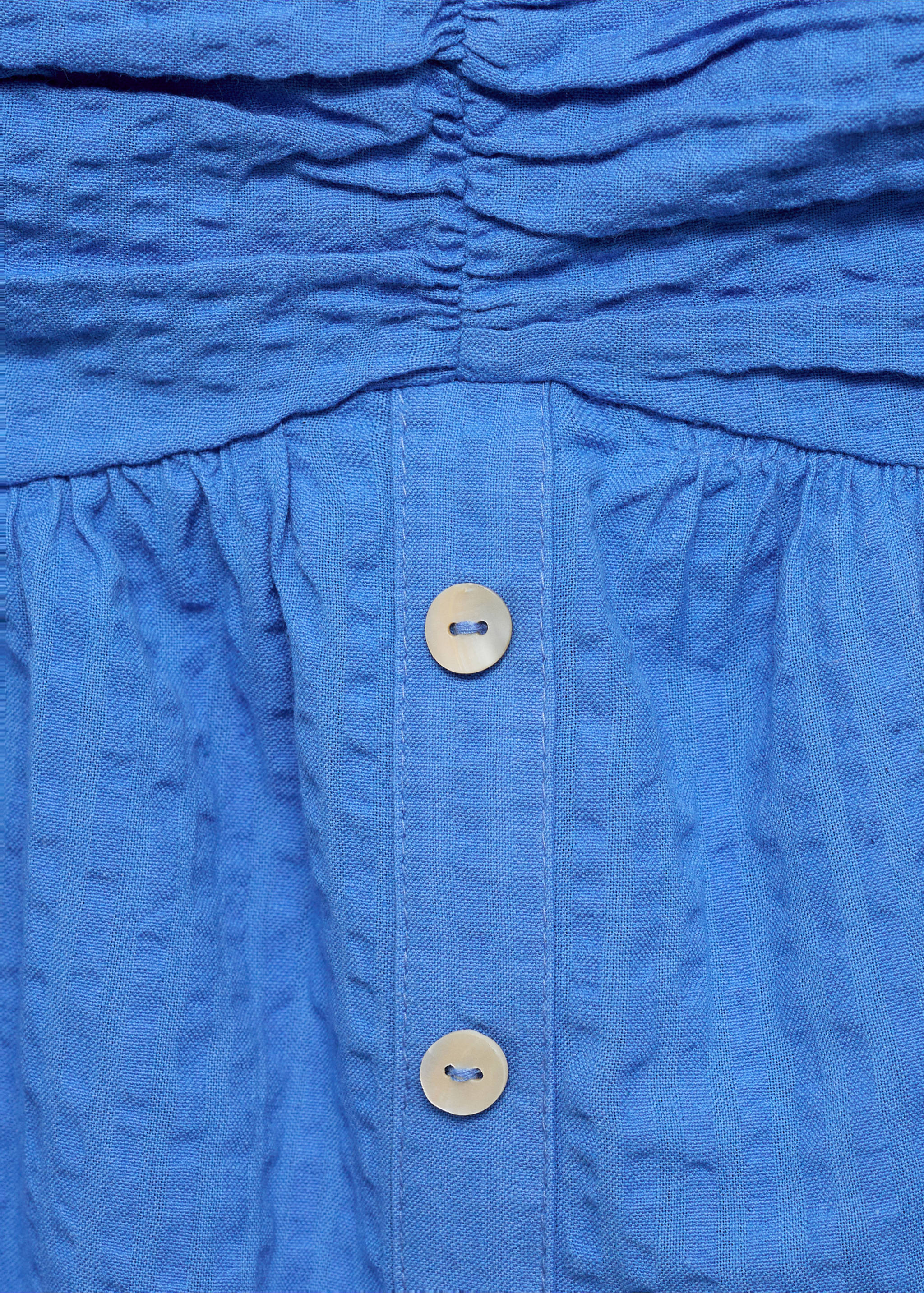 Schulterfreies Top mit Raffdetails - Detail des Artikels 8, Blau. Ref: 87056338-00.