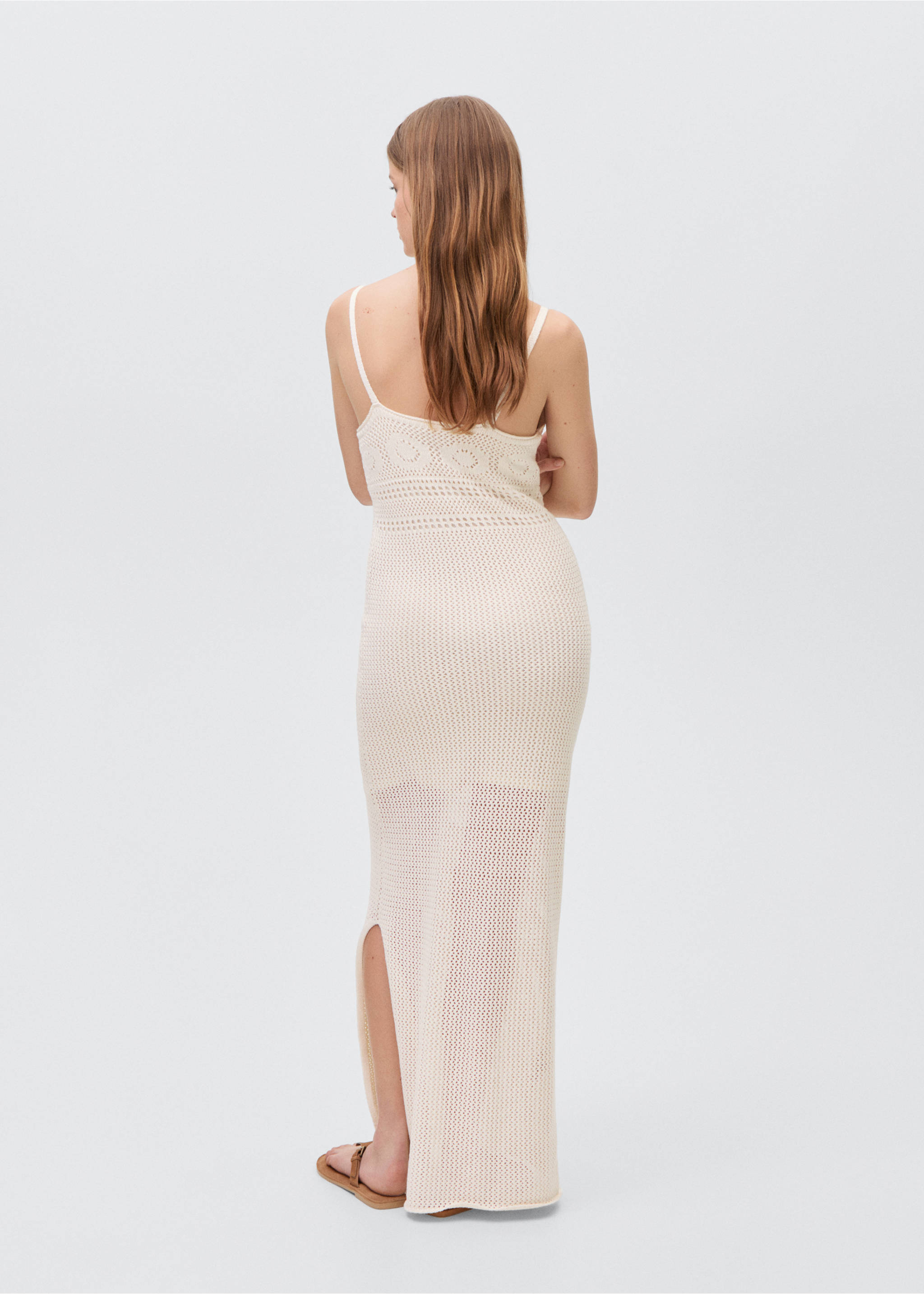 Crochet long dress - Reverse of the article, Off White. Ref: 87056340-00.