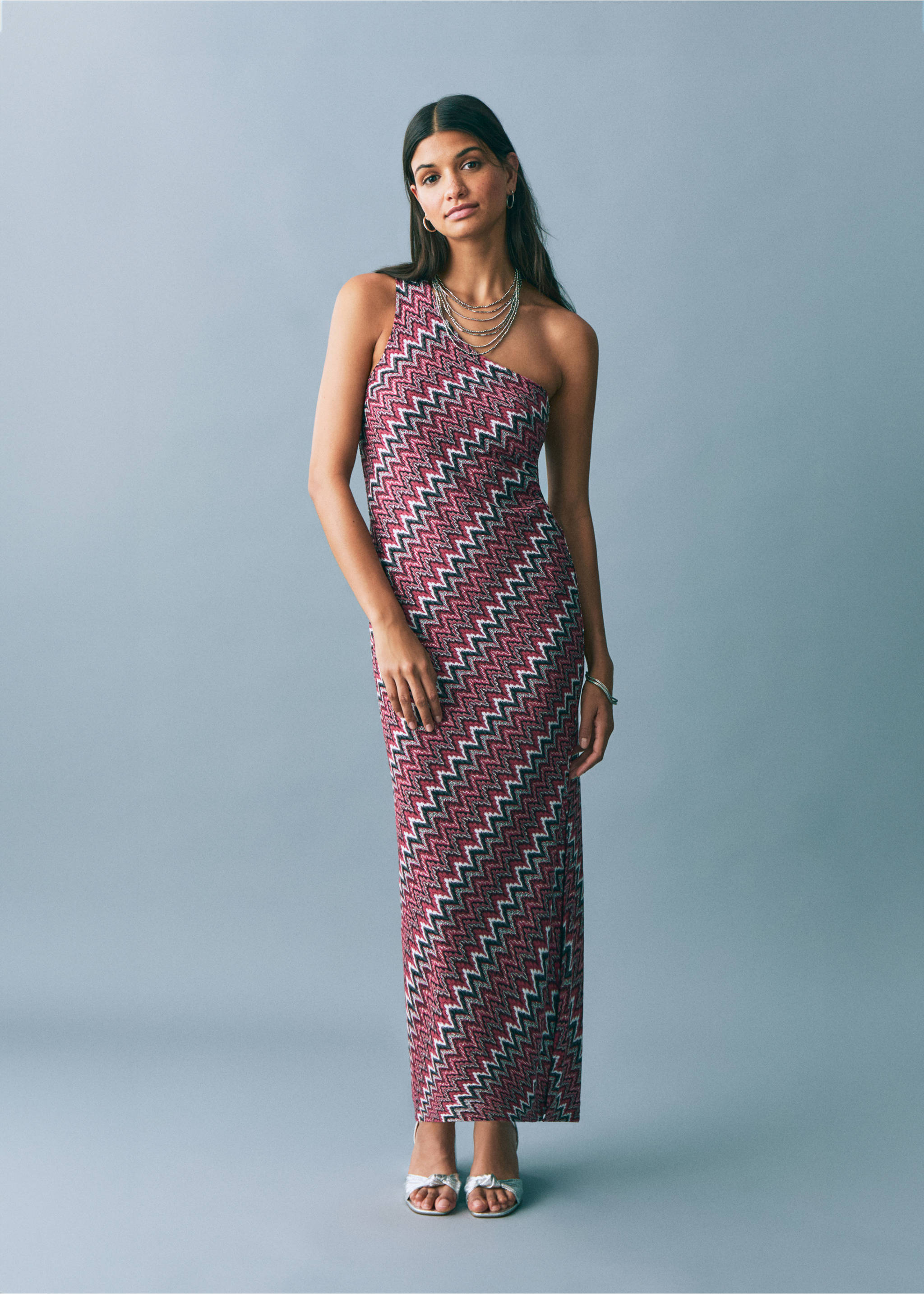 Lurex zigzag dress - General plane, Red. Ref: 87056341-00.