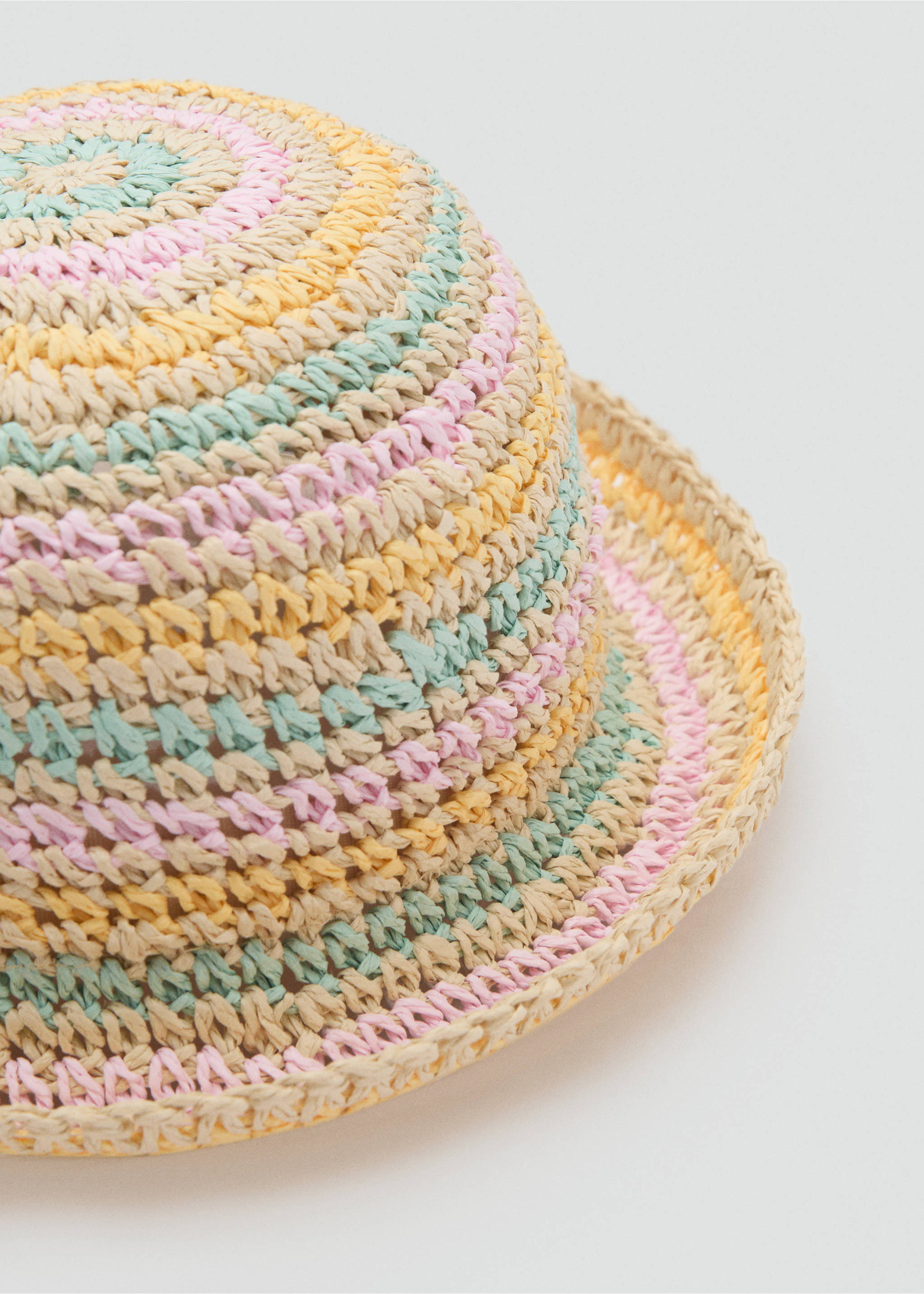 Combined natural fiber hat - Medium plane, Pink. Ref: 87056342-00.