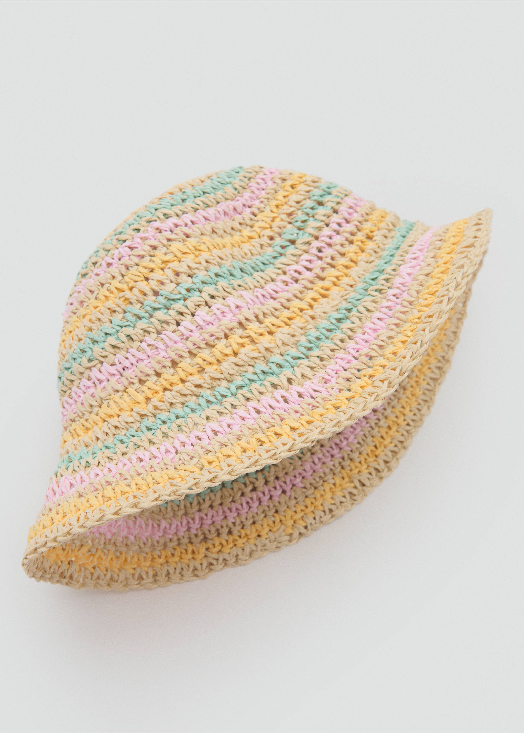 Combined natural fiber hat - Details of the article 1, Pink. Ref: 87056342-00.