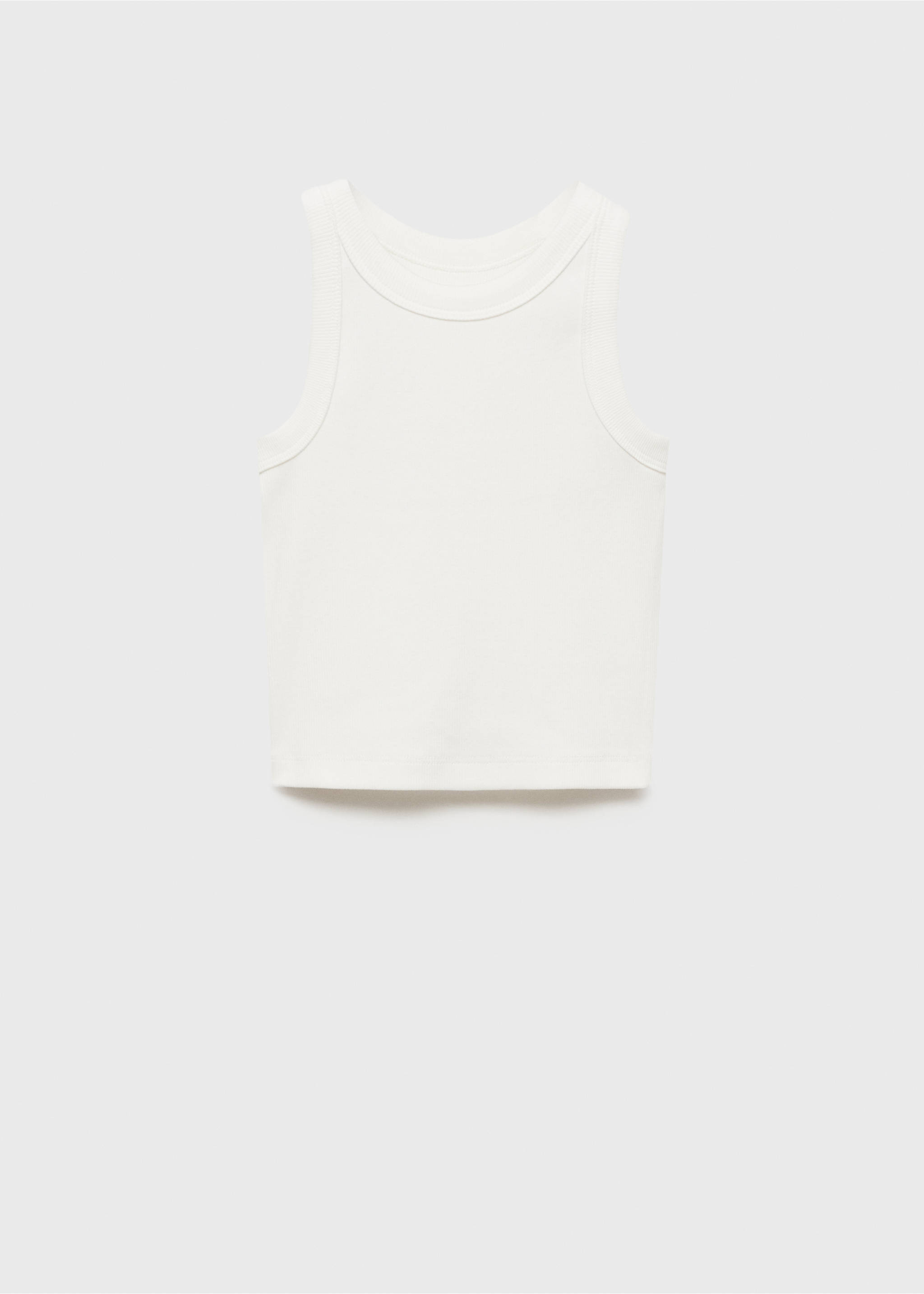 Knitted cropped top - Article without model, Off White. Ref: 87056344-00.