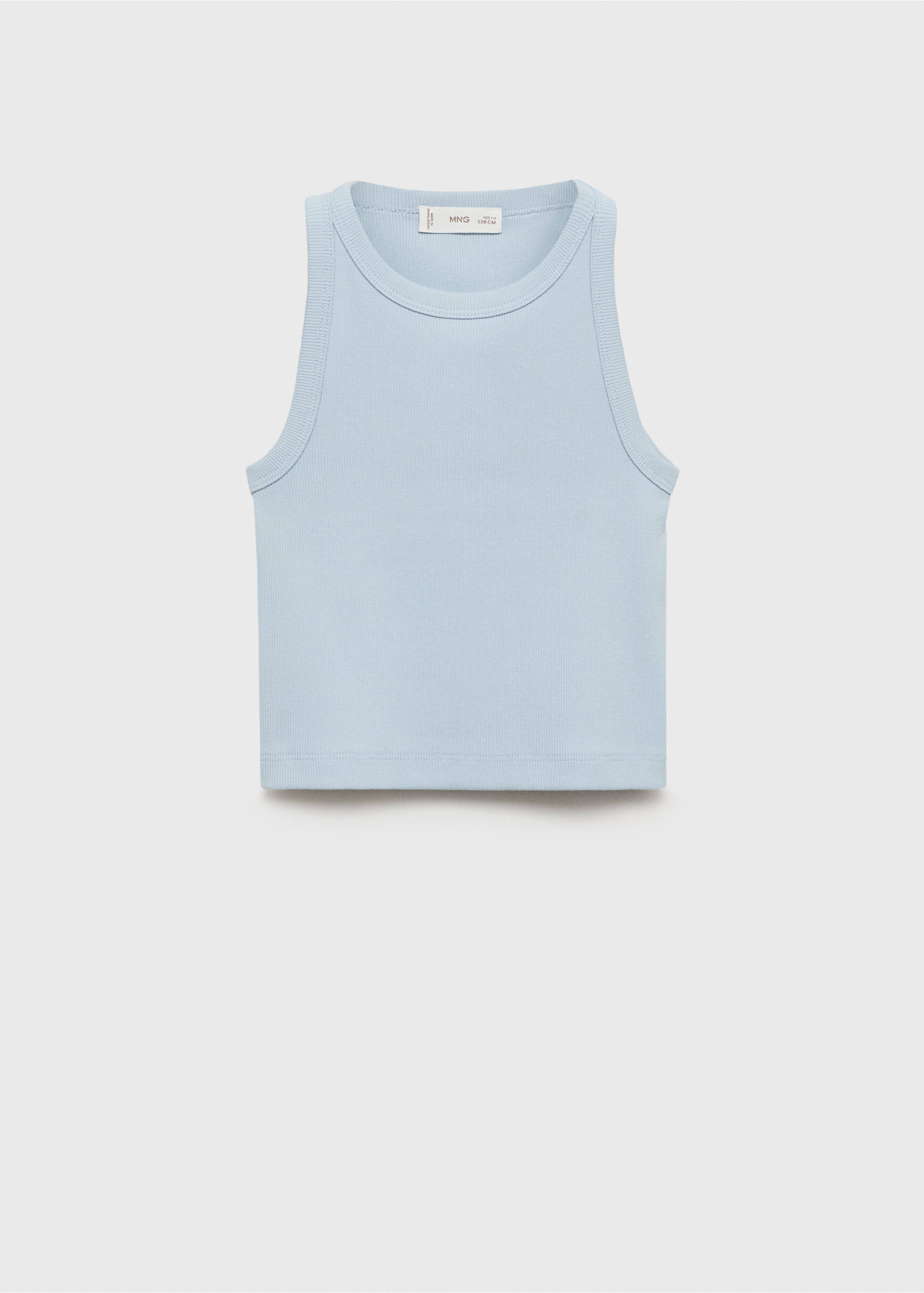 Gebreide crop top - Artikel zonder model, Hemelsblauw. Ref: 87056344-00.