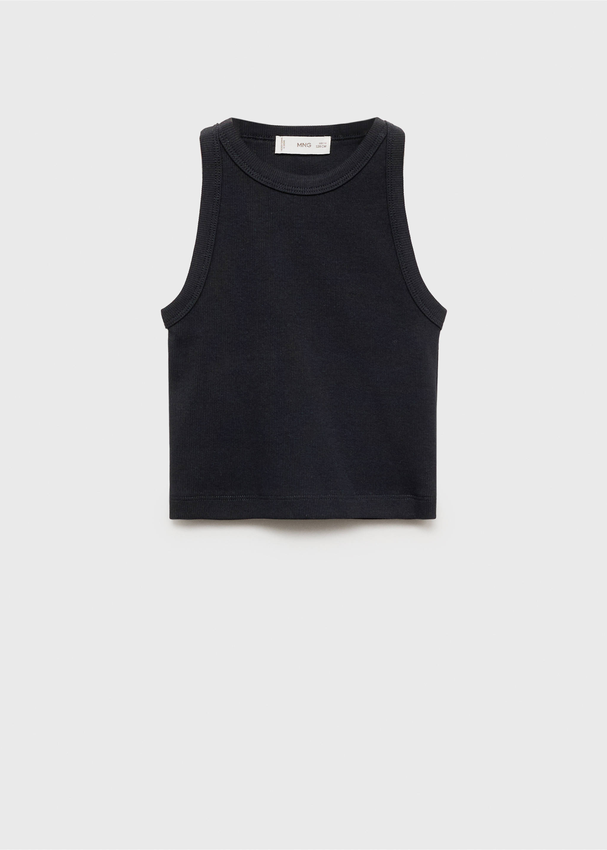 Knitted cropped top - Article without model, Black. Ref: 87056344-00.