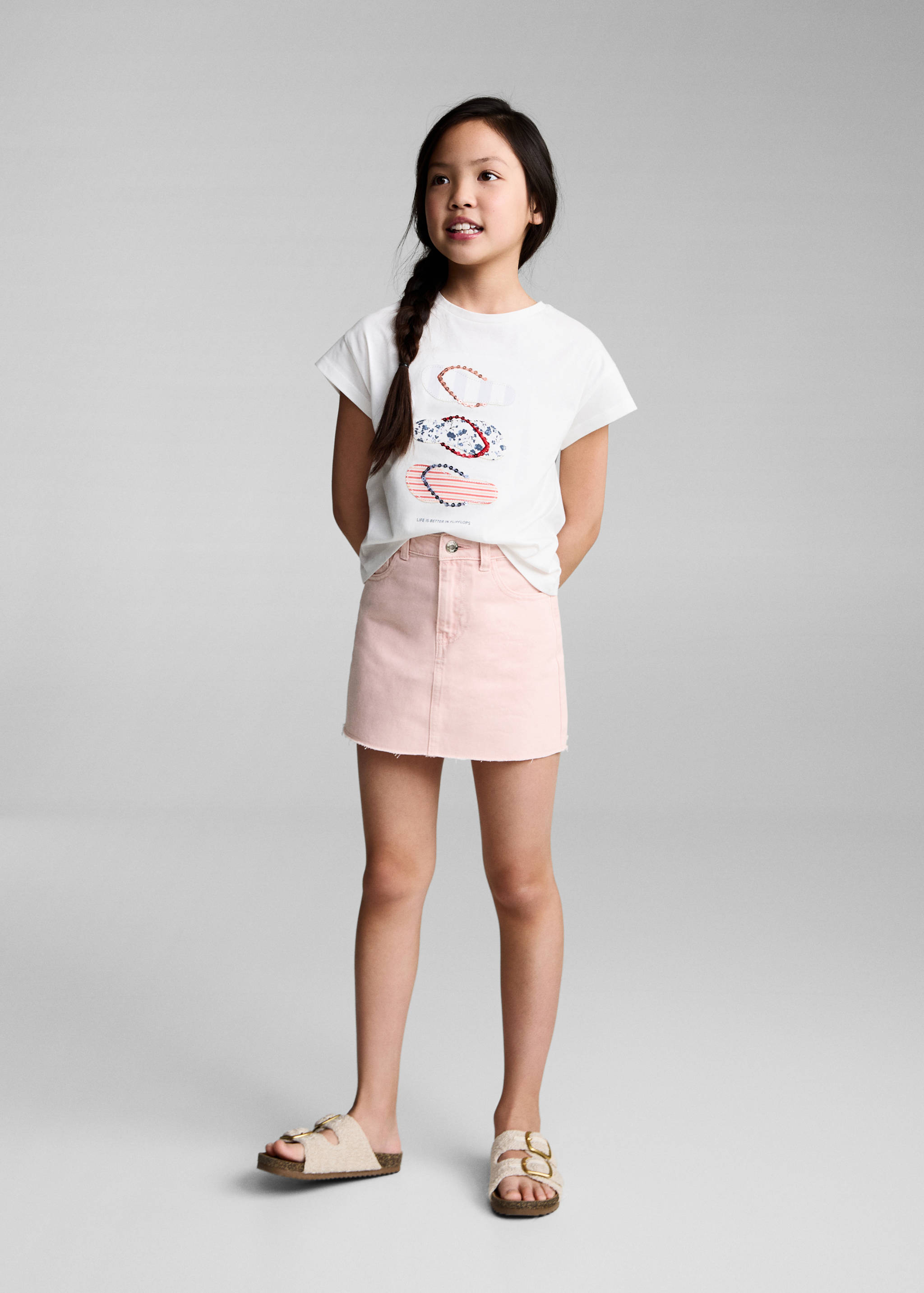 Spijkerrok met gerafelde zoom - Overzichtstekening