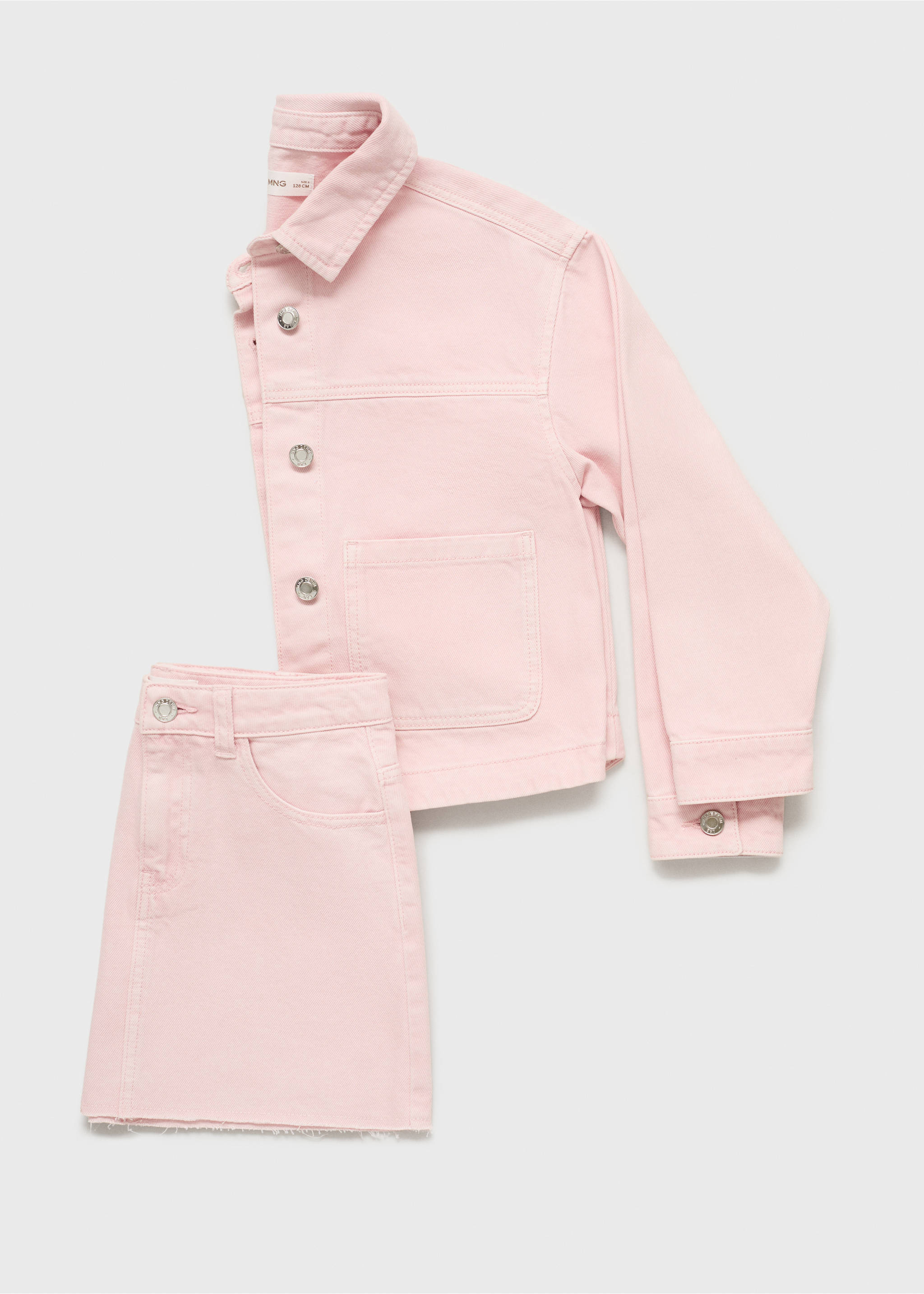 Spijkerrok met gerafelde zoom - Detail van het artikel 8, Roze. Ref: 87056345-00.