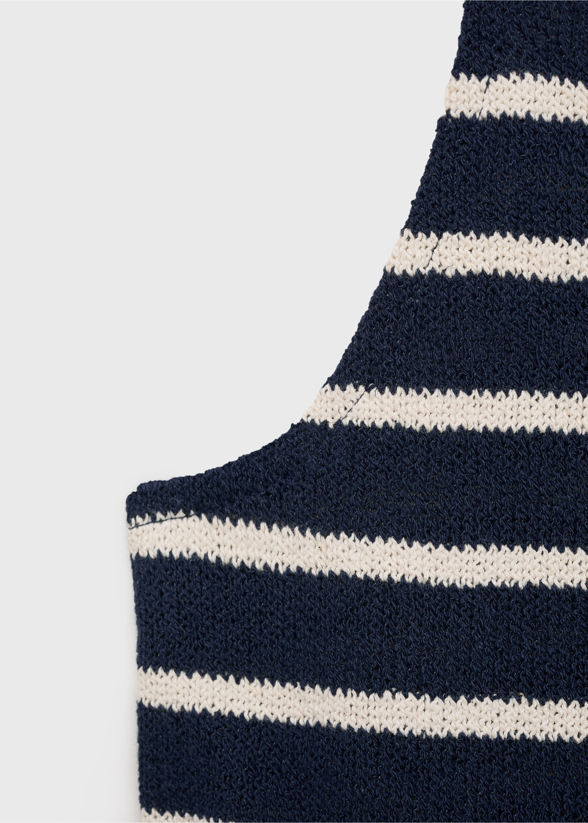 Gestreiftes Neckholder-Top - Detail des Artikels 0, Dunkles Marineblau. Ref: 87056353-00.