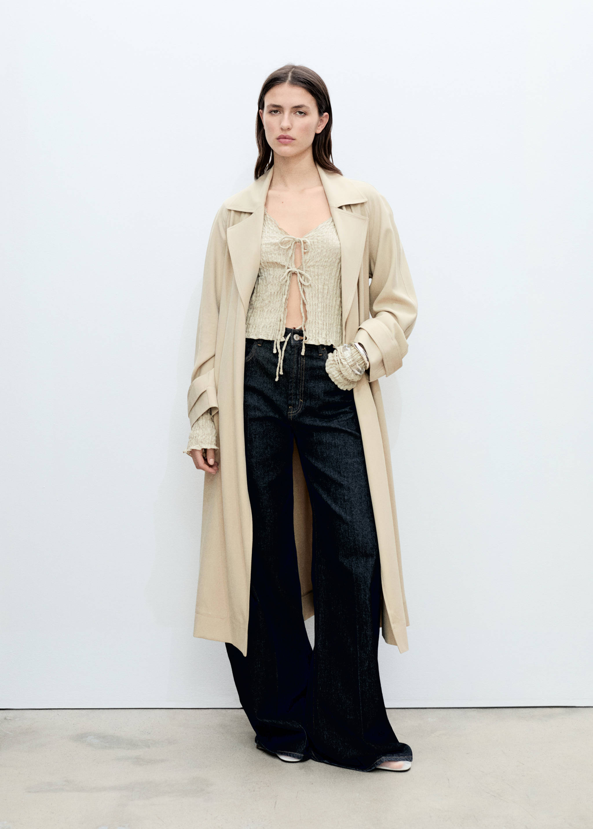 Soft trench coat with belt - General plane