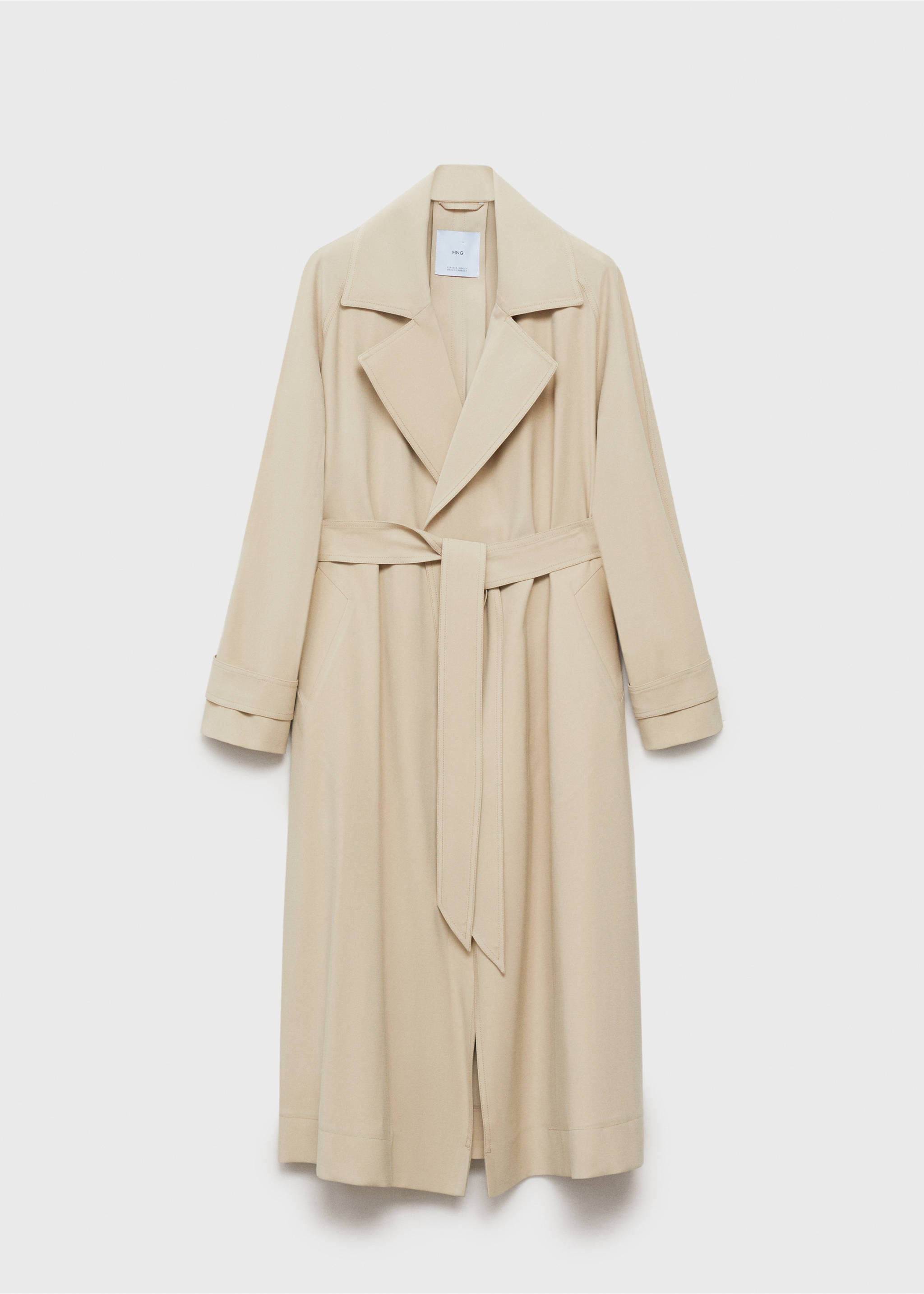 Soft trench coat with belt - Article without model, Light/Pastel Grey. Ref: 87056354-00.