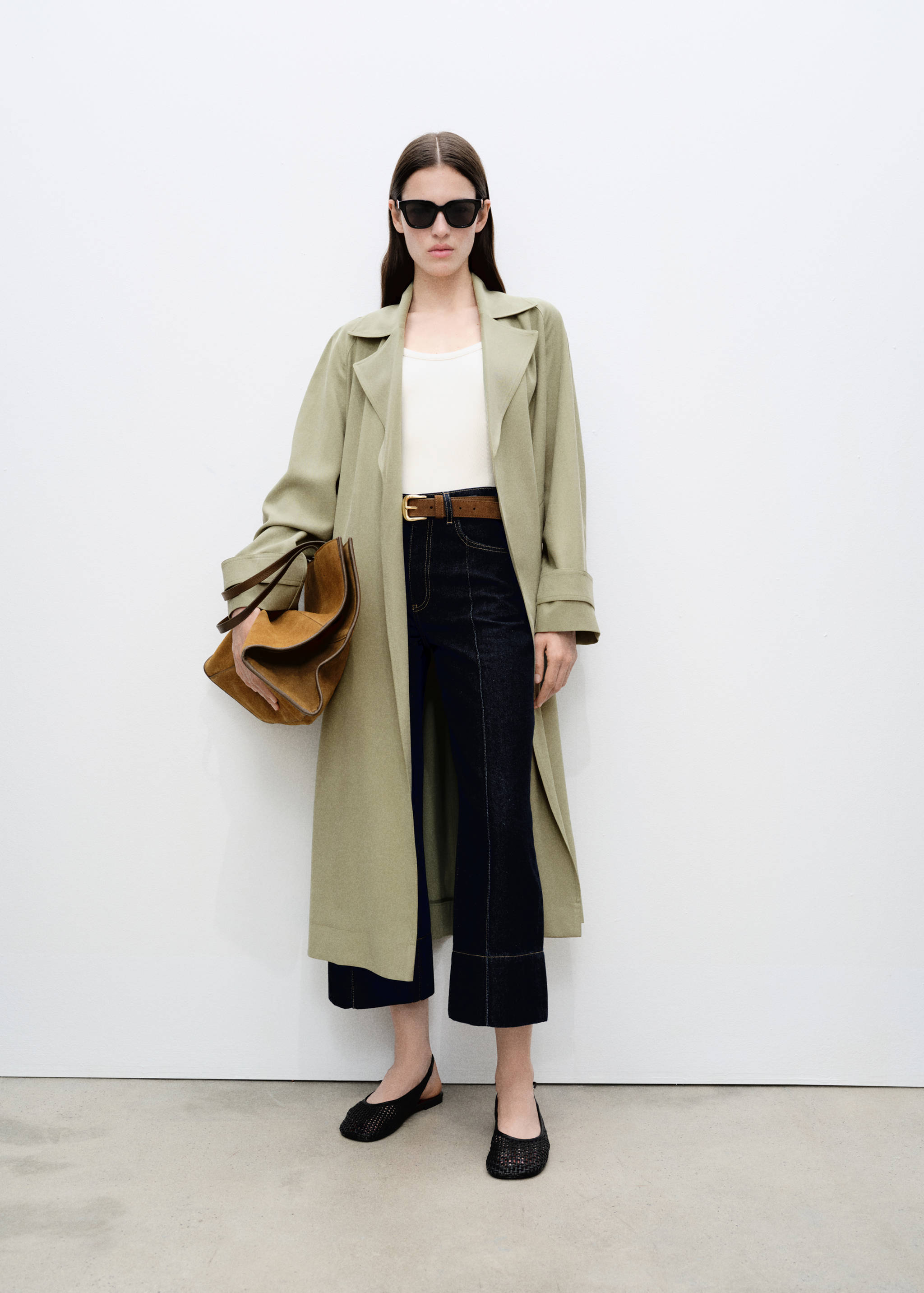 Soft trench coat with belt - General plane
