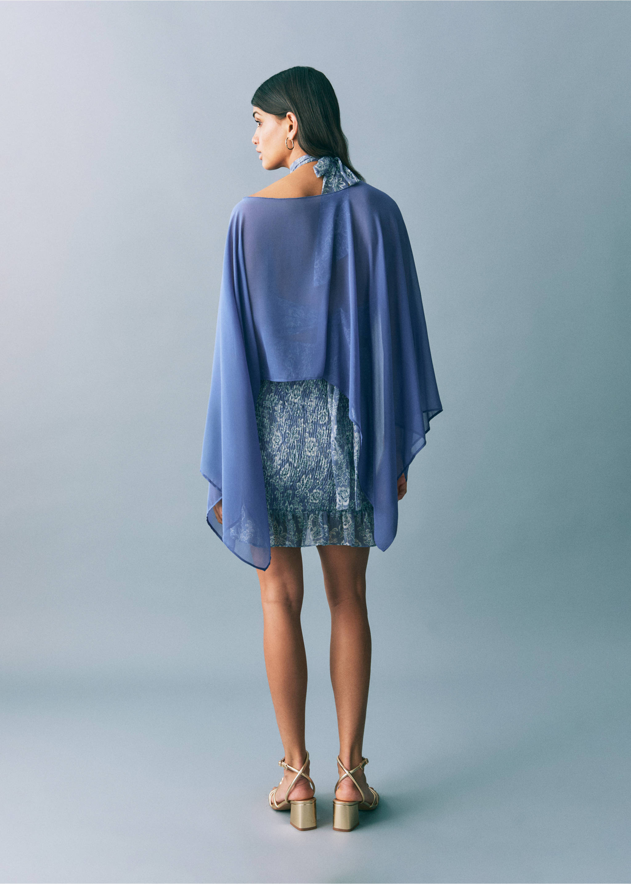 Chiffon layer top - Reverse of the article, Sky Blue. Ref: 87056366-00.