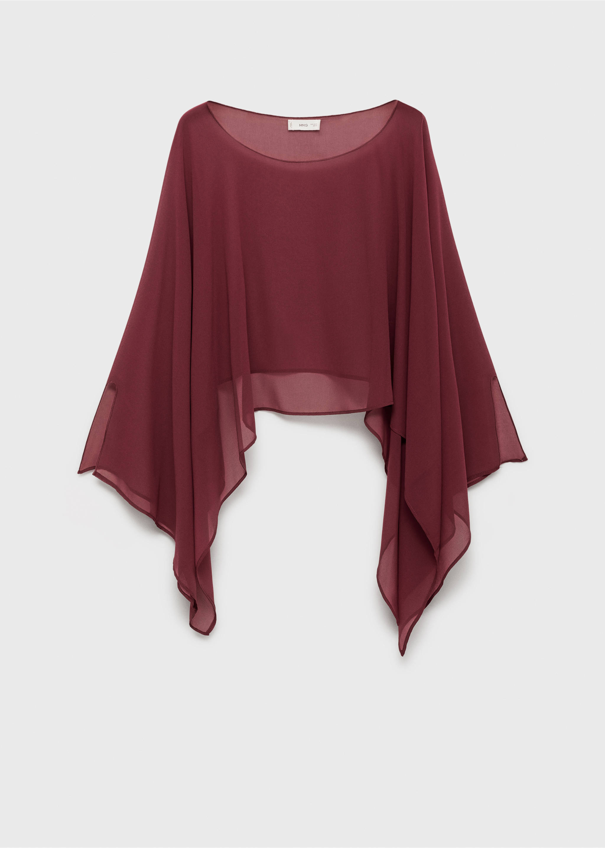 Chiffon layer top - Article without model, Burgundy. Ref: 87056366-00.
