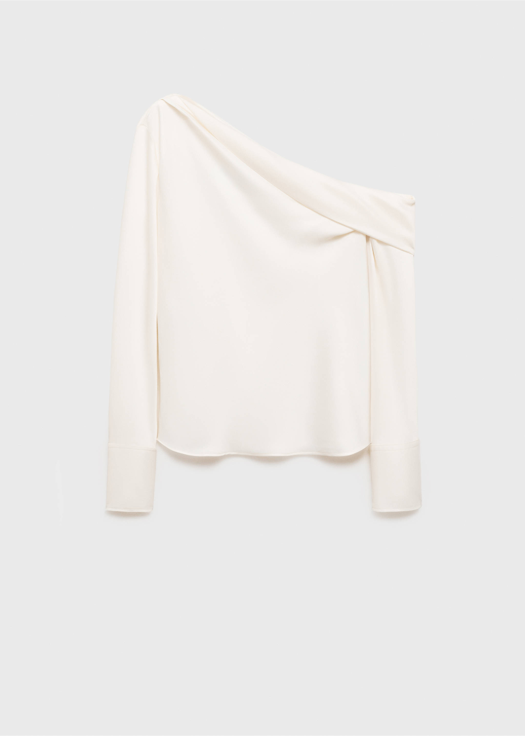 Blouse satin col bénitier - Article sans modèle, Blanc cassé. Ref: 87056371-00.