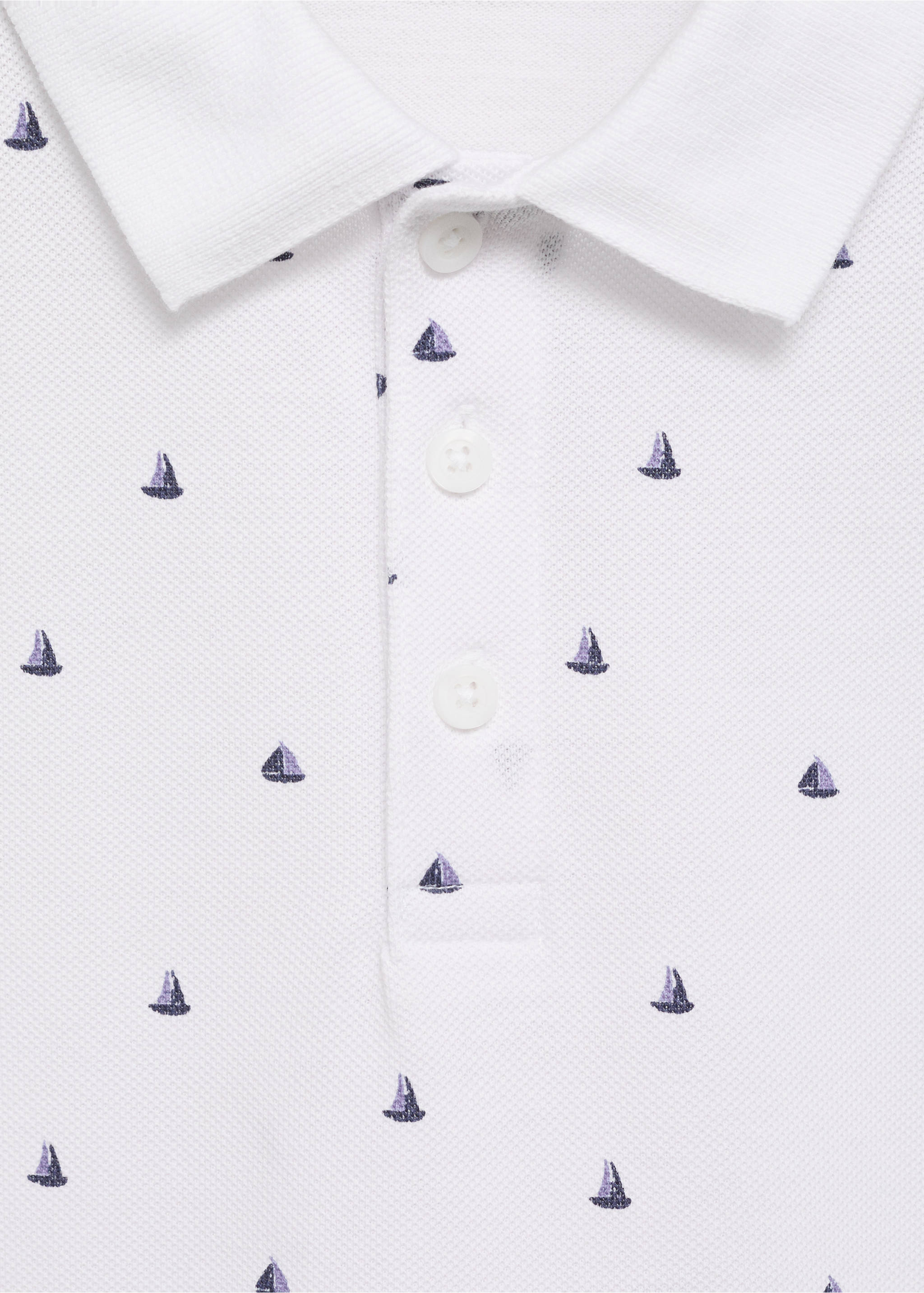 Printed cotton polo shirt - Details of the article 8, Off White. Ref: 87056709-00.