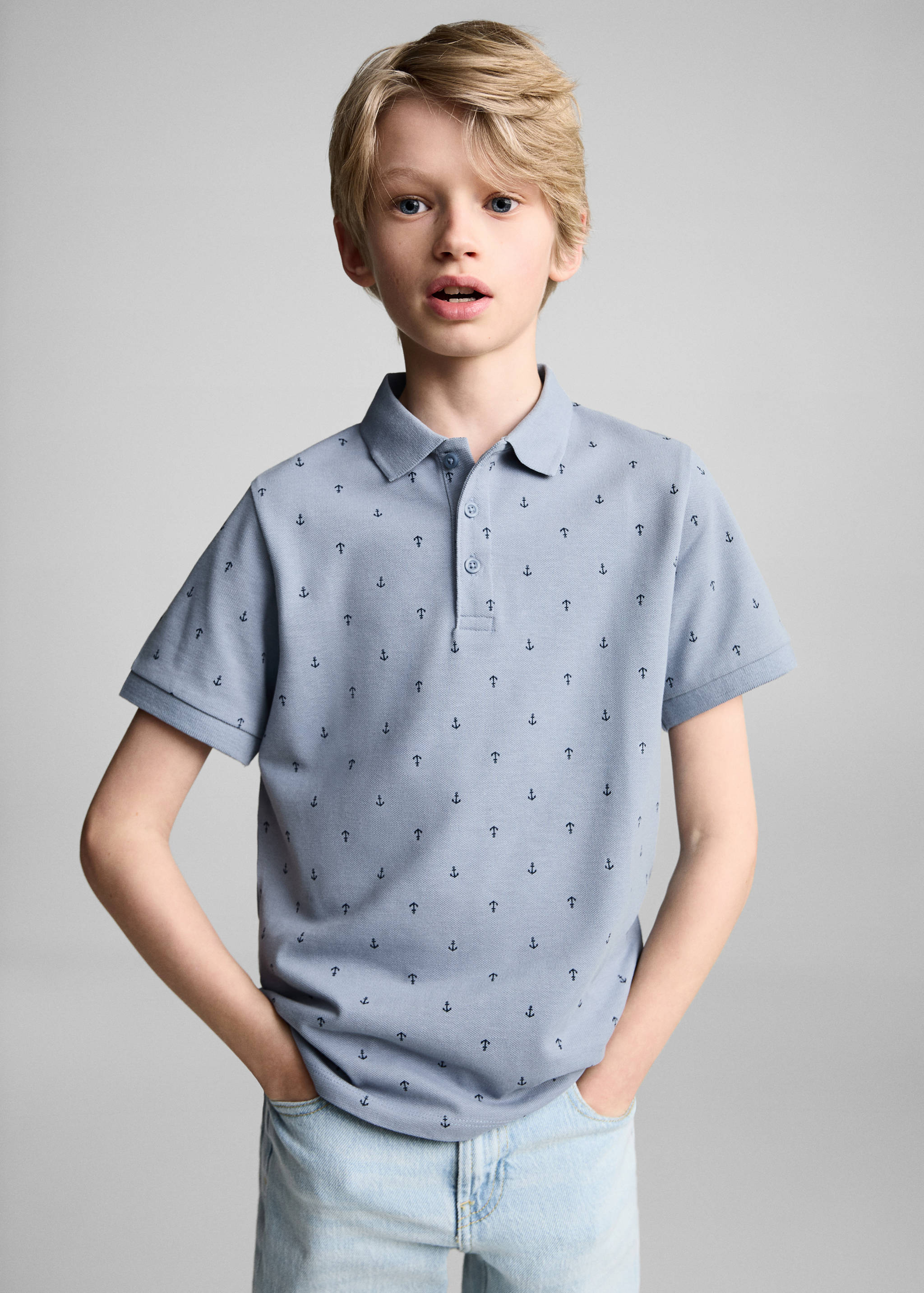 Printed cotton polo shirt - Medium plane