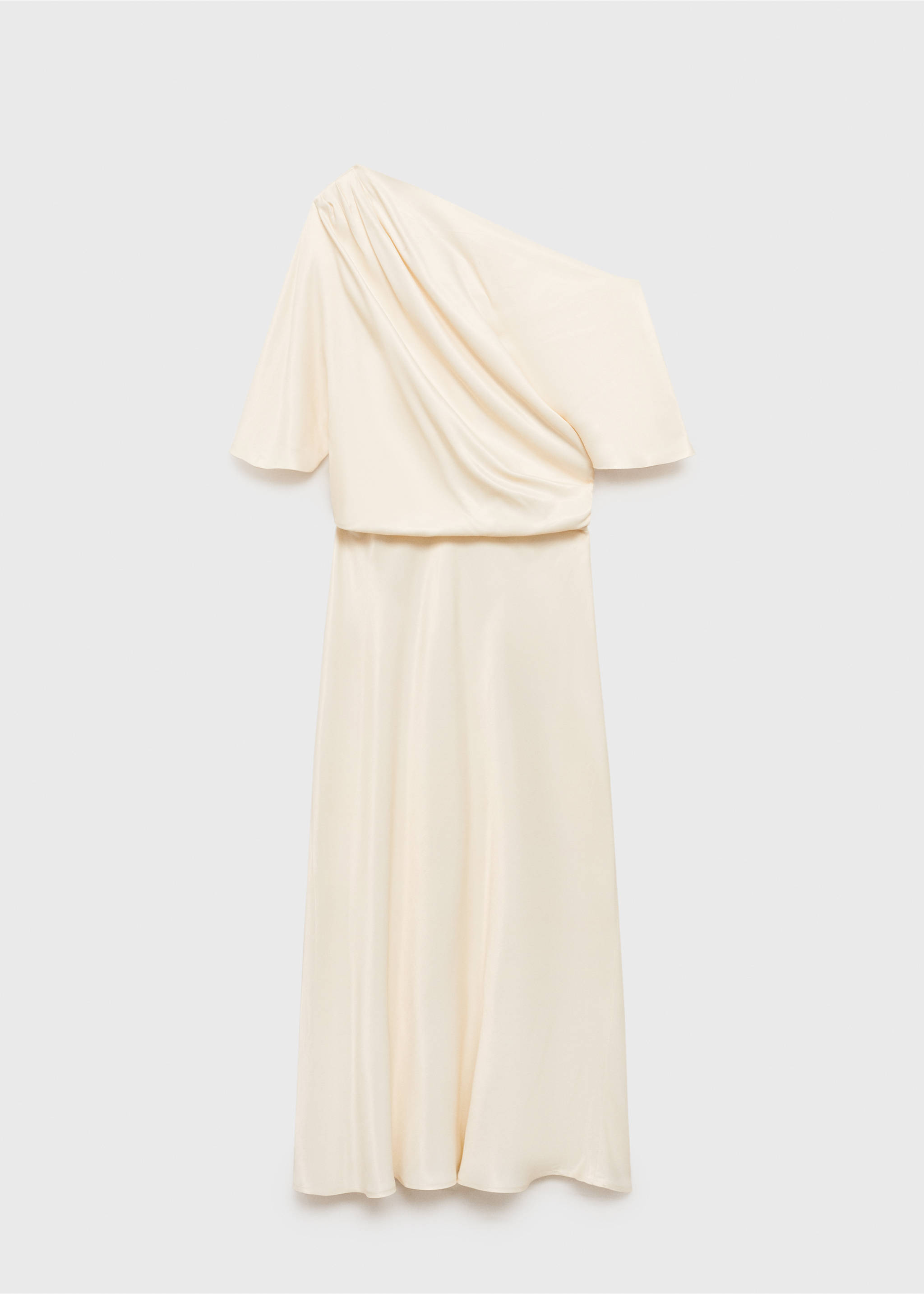 Draped asymmetrical midi-dress - Article without model, Ecru. Ref: 87056711-00.