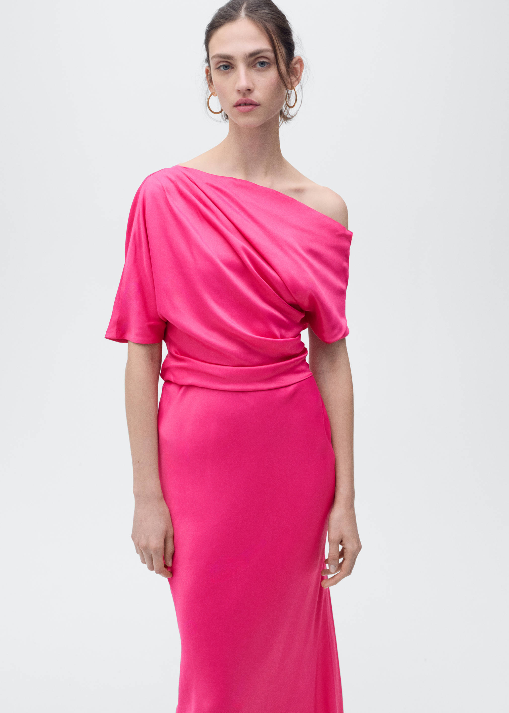 Draped asymmetrical midi-dress - Medium plane