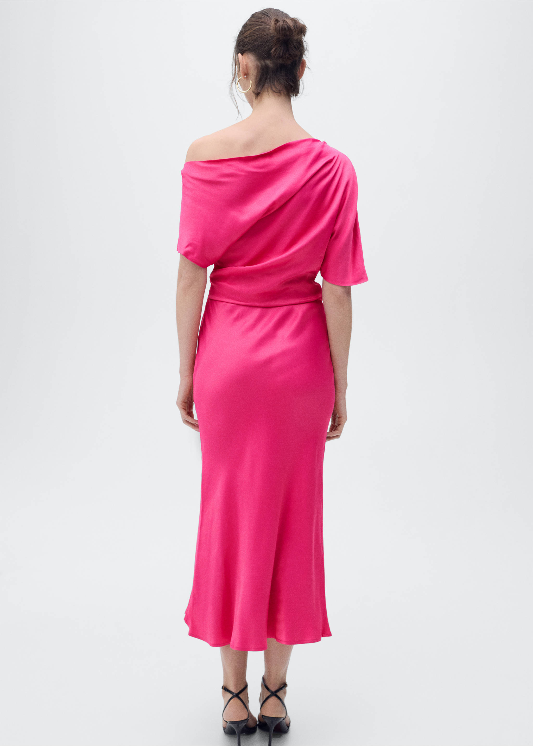 Draped asymmetrical midi-dress - Reverse of the article, Pink. Ref: 87056711-00.