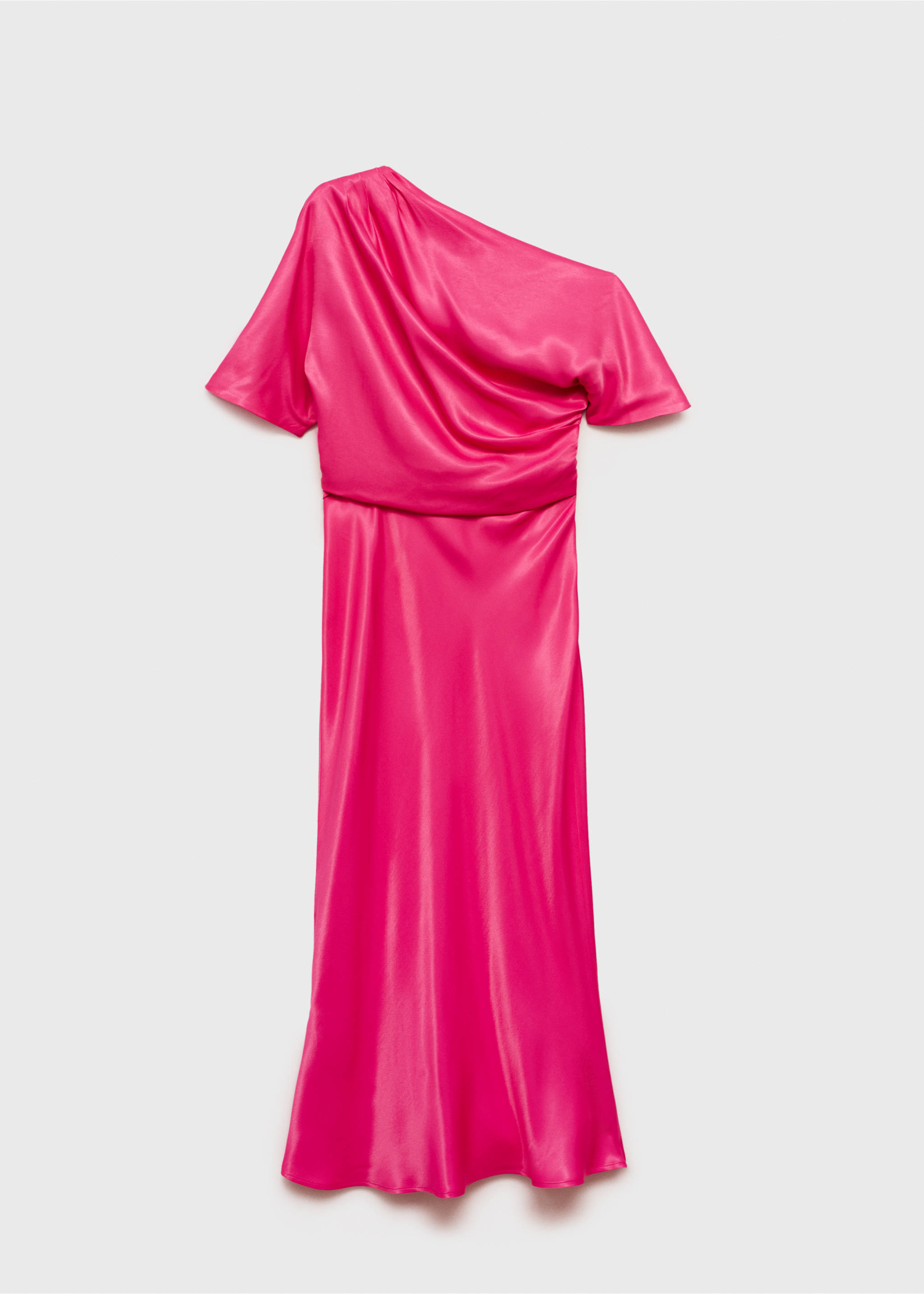 Draped asymmetrical midi-dress - Article without model, Pink. Ref: 87056711-00.