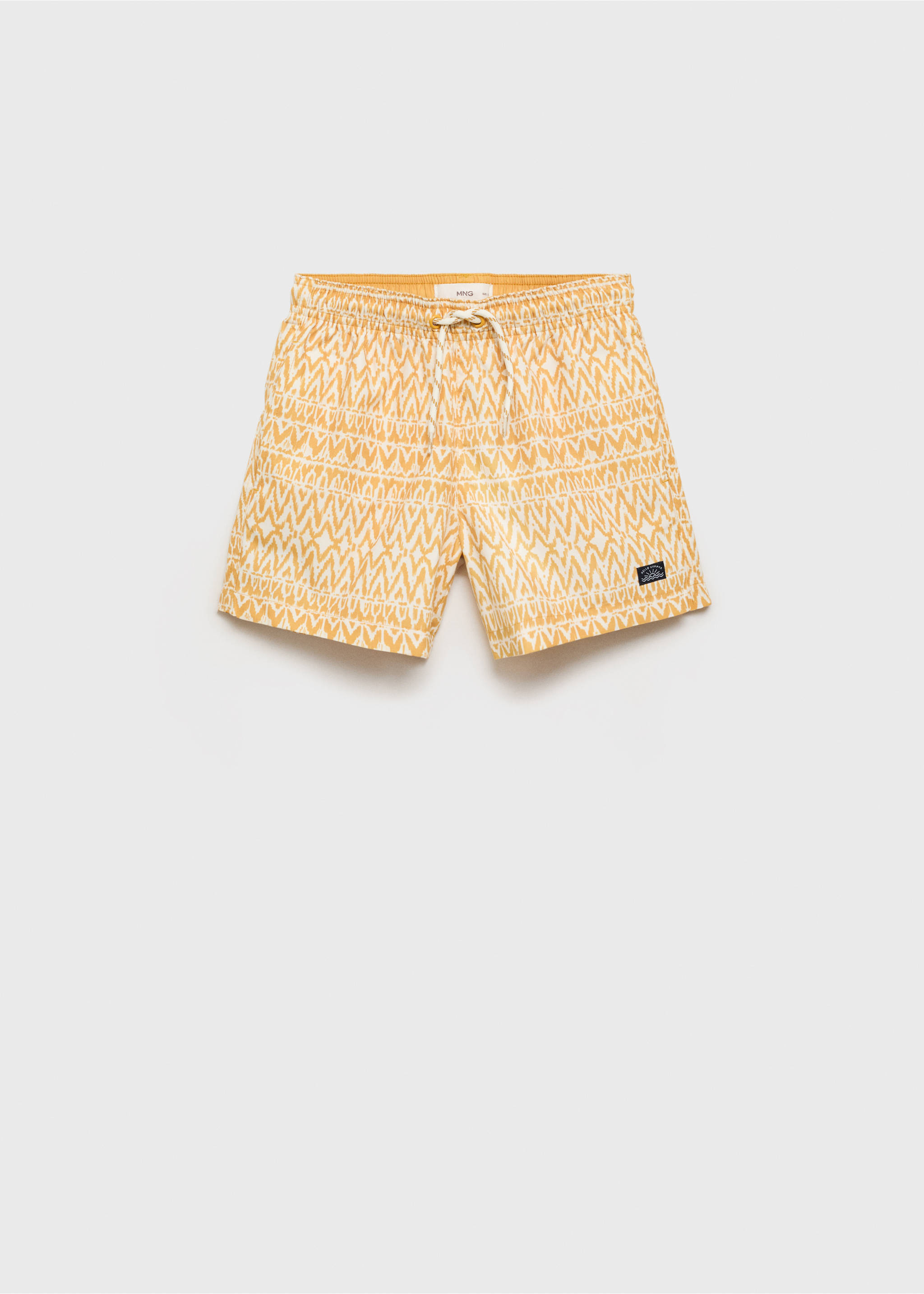 Printed swimsuit with drawstring - Article without model, Mustard. Ref: 87056712-00.
