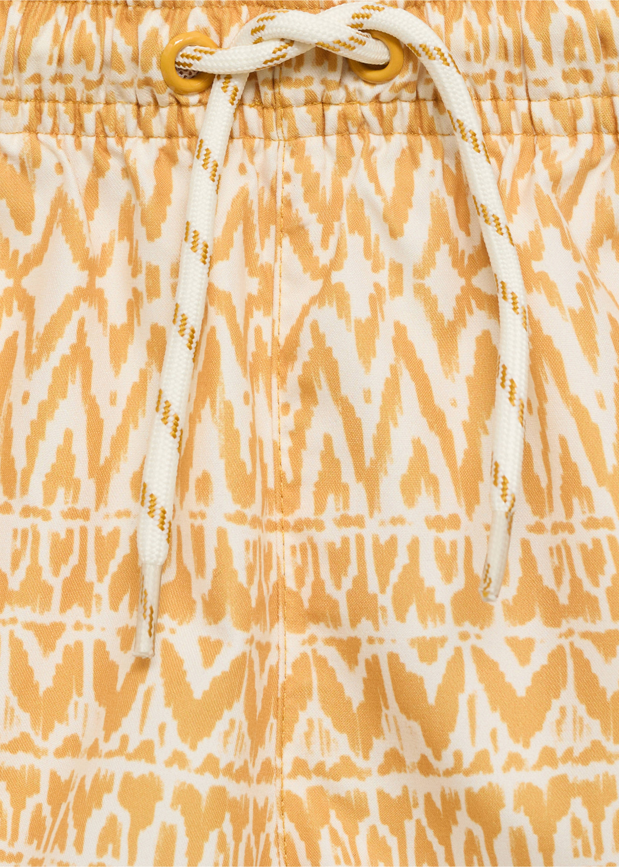 Printed swimsuit with drawstring - Details of the article 8, Mustard. Ref: 87056712-00.