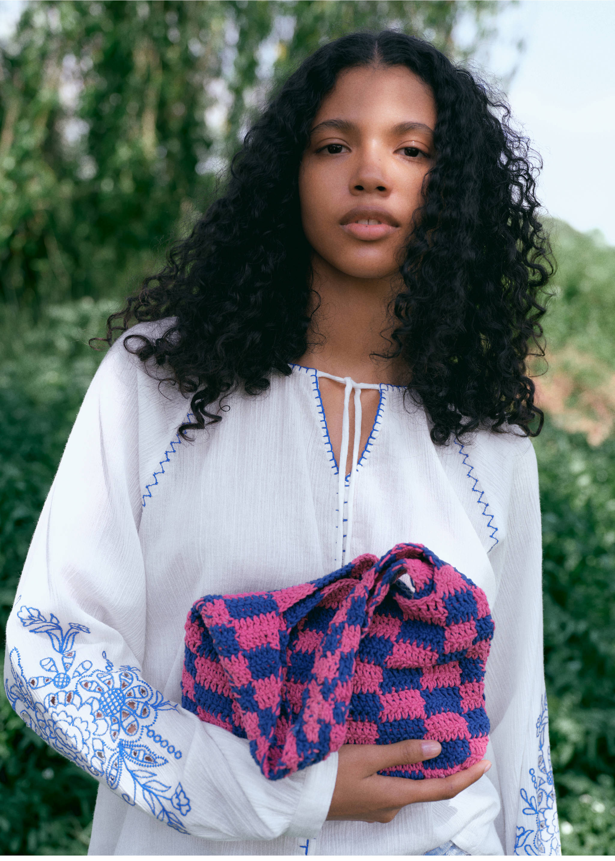 Häkeltasche mit Karo-Muster - Detail des Artikels 9, Fuchsia. Ref: 87056716-00.