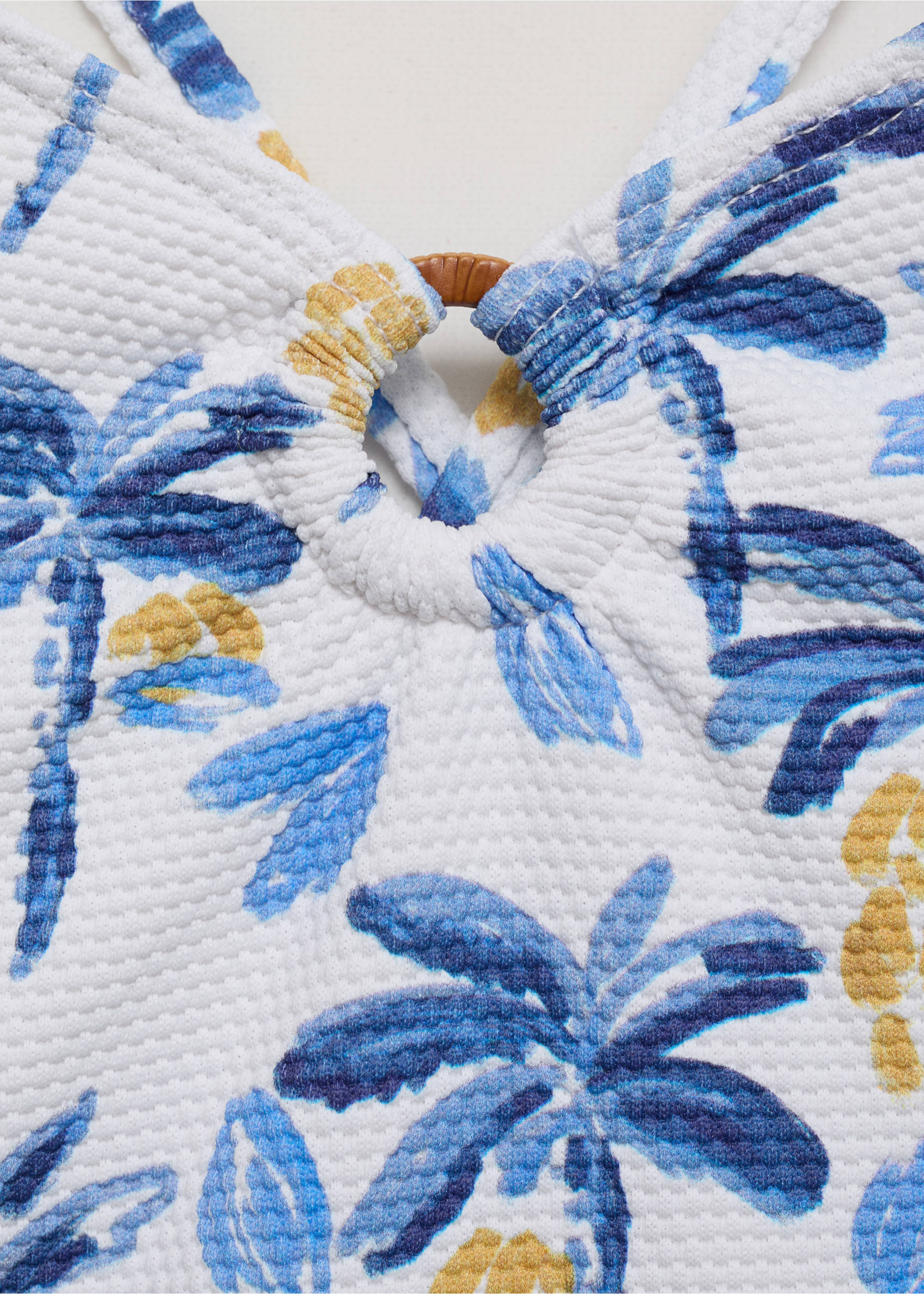 Tropical print swimsuit - Details of the article 8, White. Ref: 87056720-00.