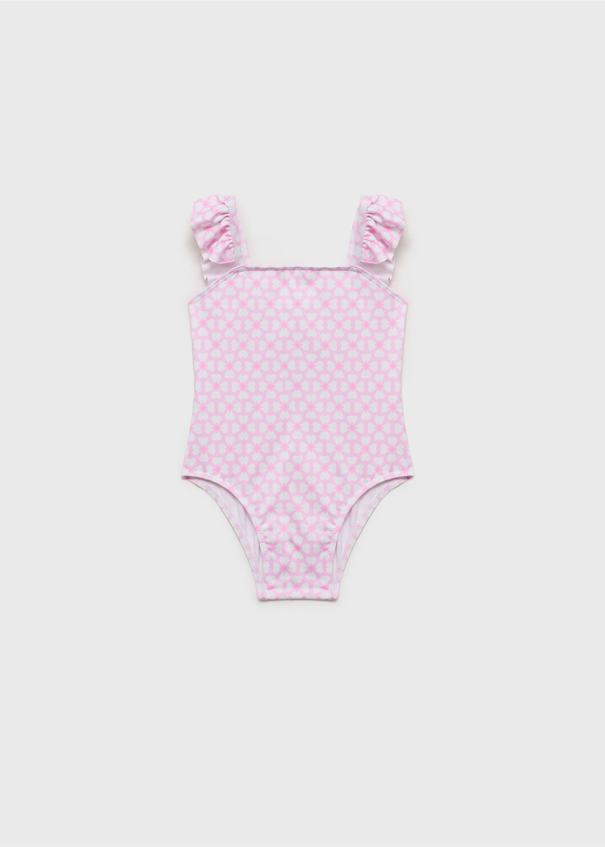 Printed swimsuit with ruffled straps - Article without model, Pink. Ref: 87056721-00.