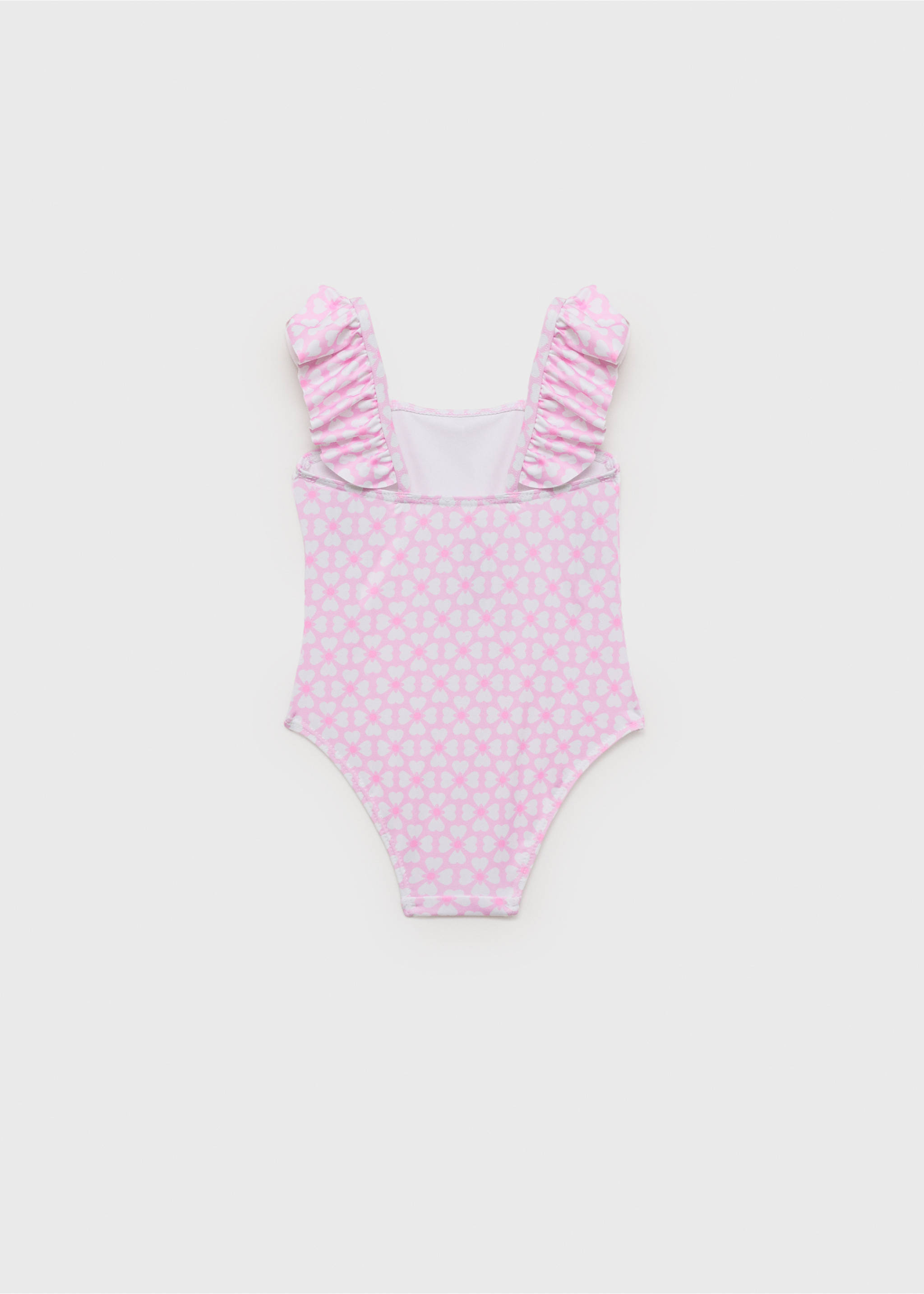 Printed swimsuit with ruffled straps - Reverse of the article, Pink. Ref: 87056721-00.