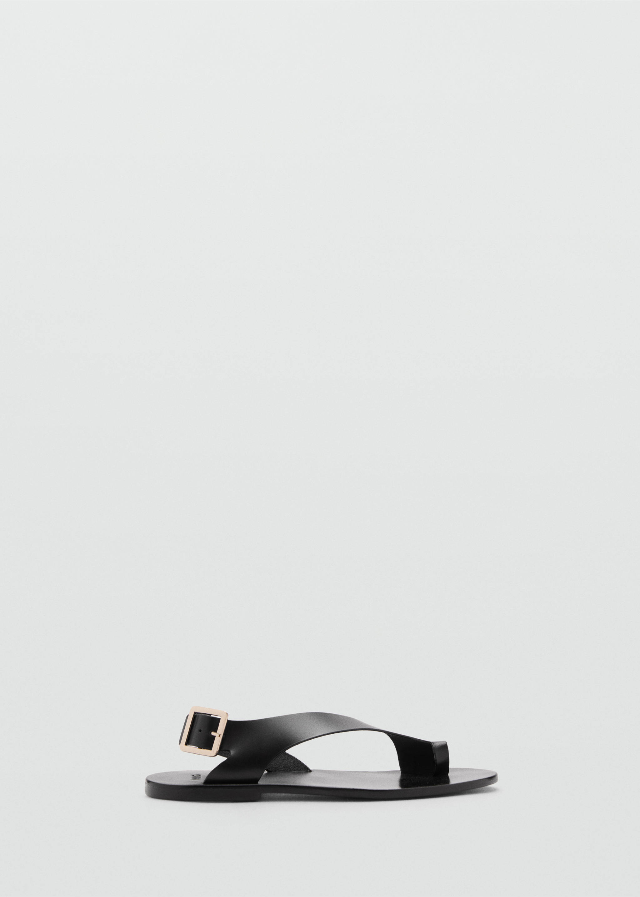 Leather sandals with cross strap - Article without model, Black. Ref: 87057162-00.