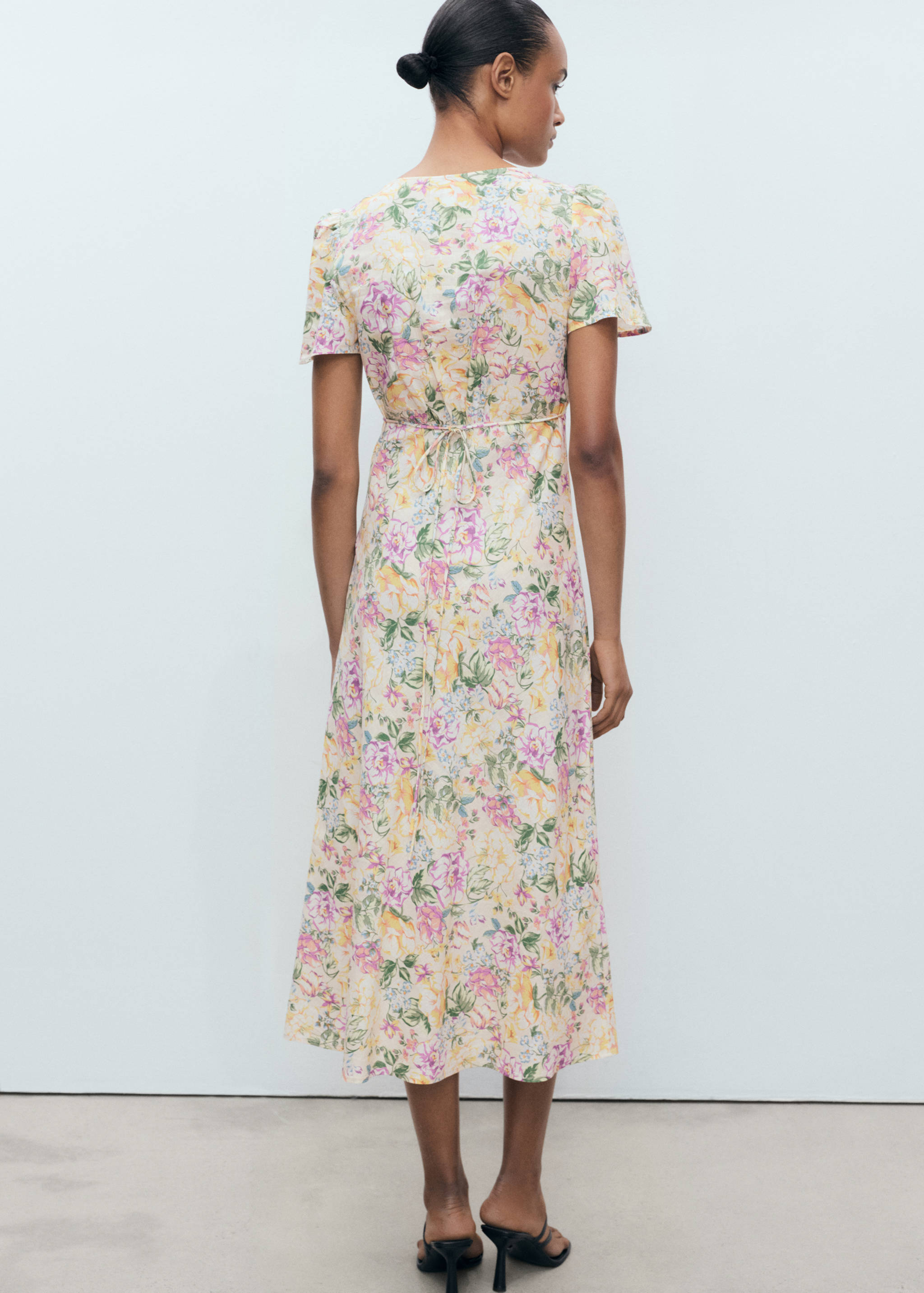 Floral linen-blend dress - Reverse of the article