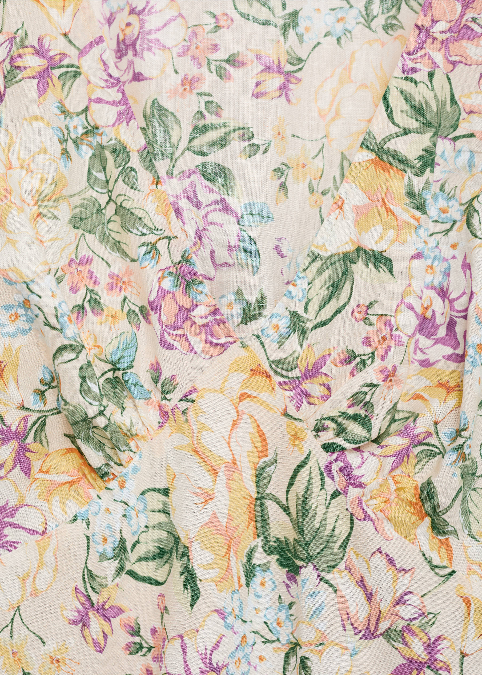 Φόρεμα λινό φλοράλ - Λεπτομέρεια του προϊόντος 8, Εκρού. Ref: 87057163-00.