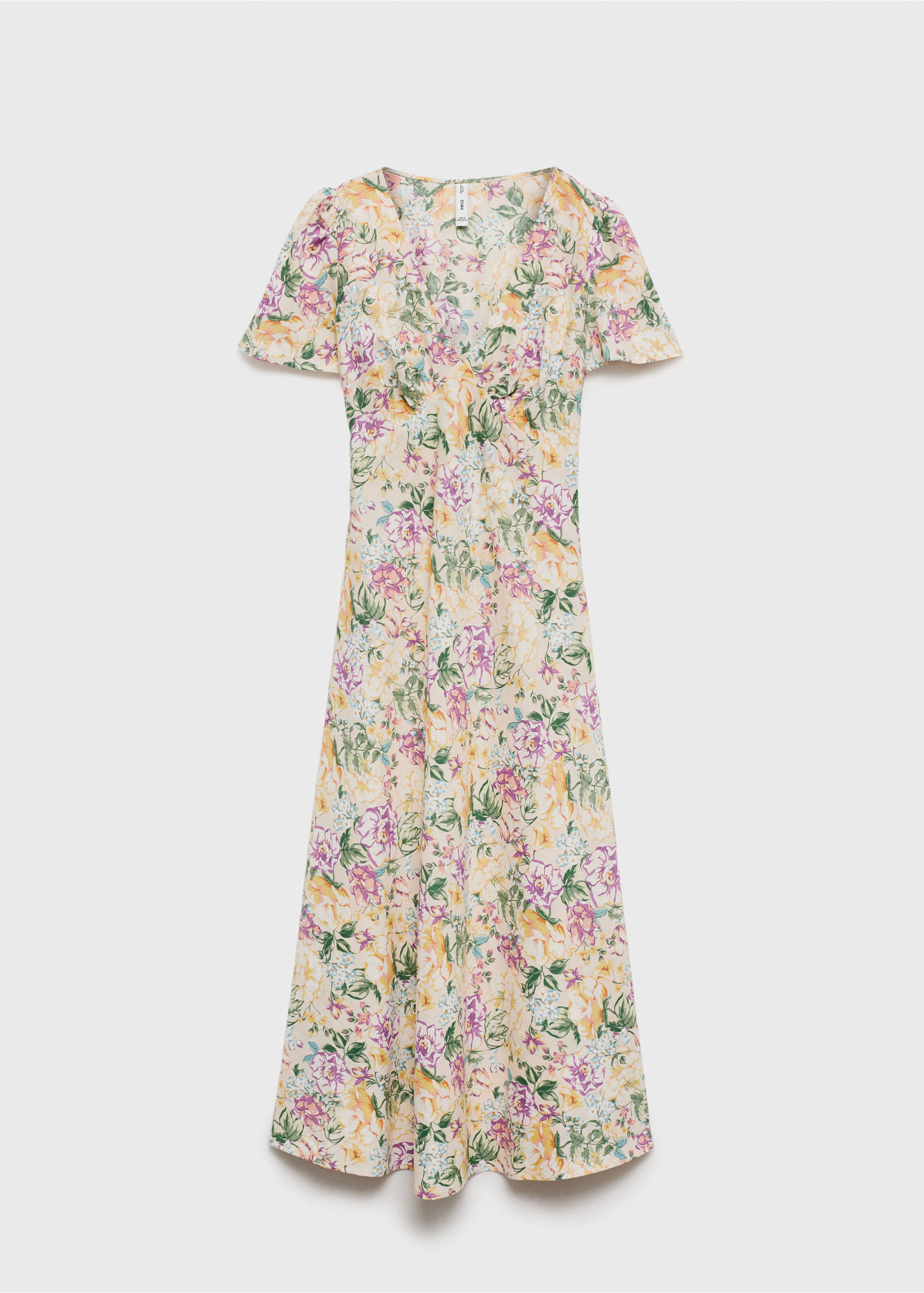 Floral linen-blend dress - Article without model, Ecru. Ref: 87057163-00.