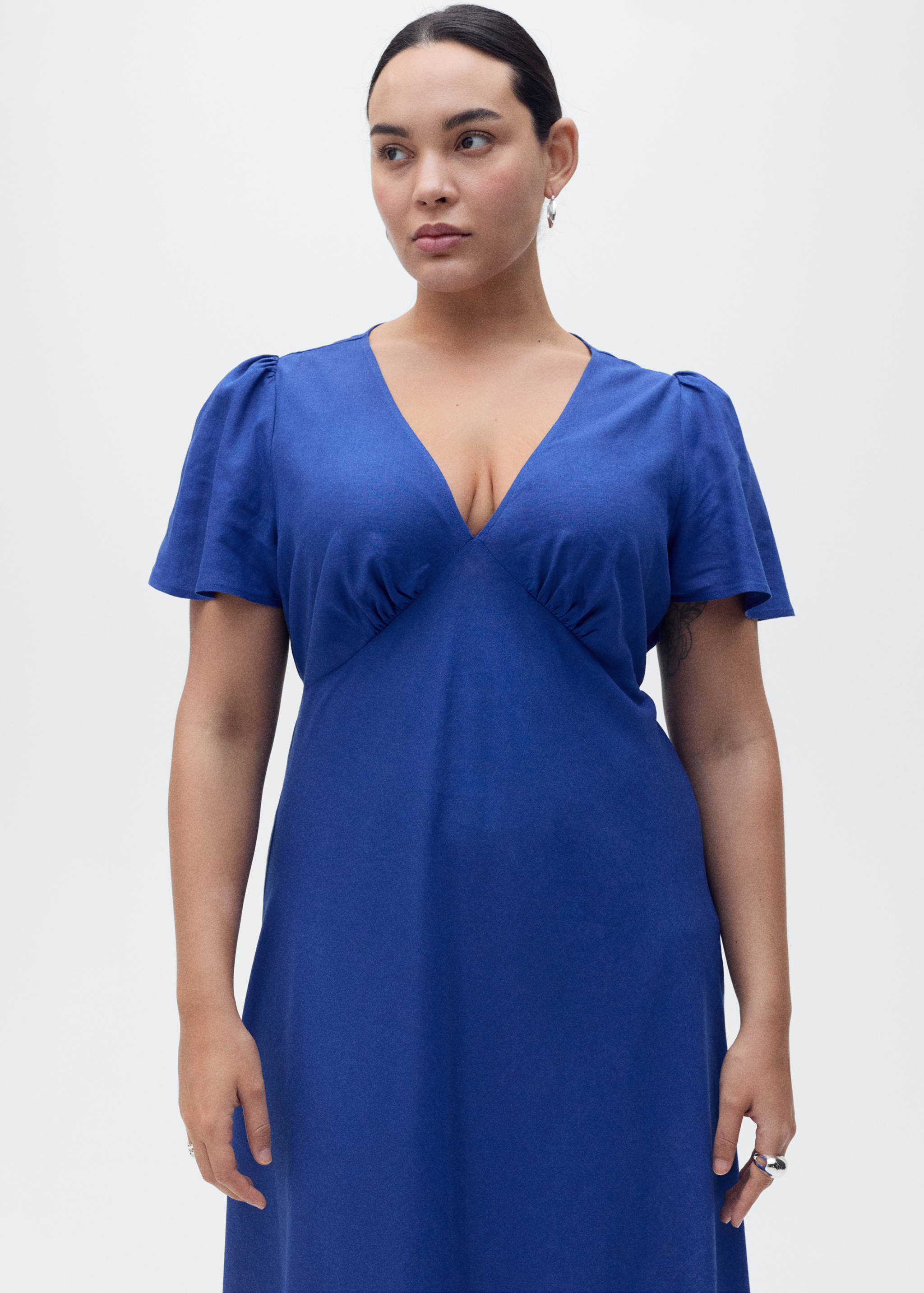 Floral linen-blend dress - Details of the article 5