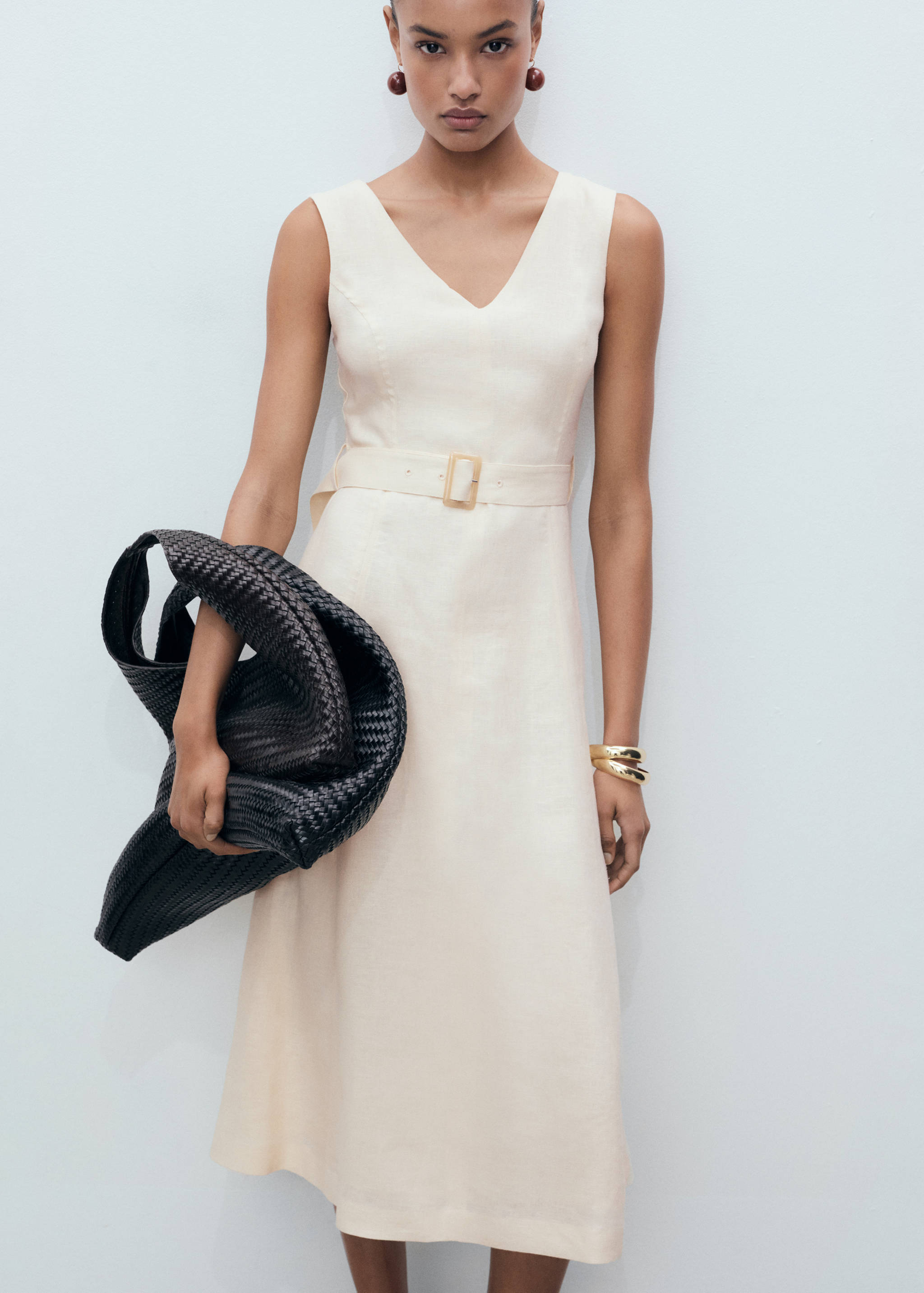 Belt linen dress - Medium plane