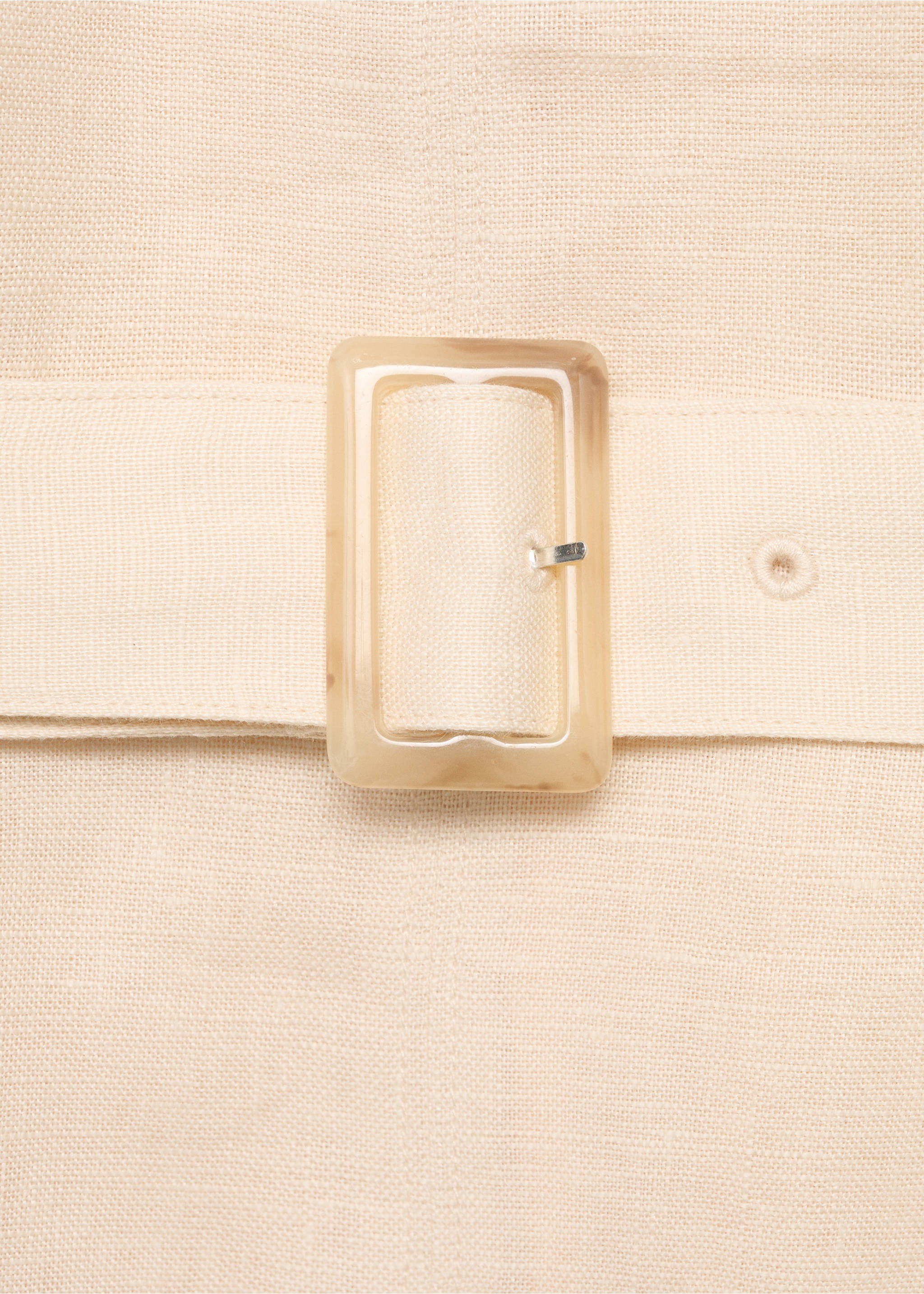 Belt linen dress - Details of the article 8, Beige. Ref: 87057164-00.