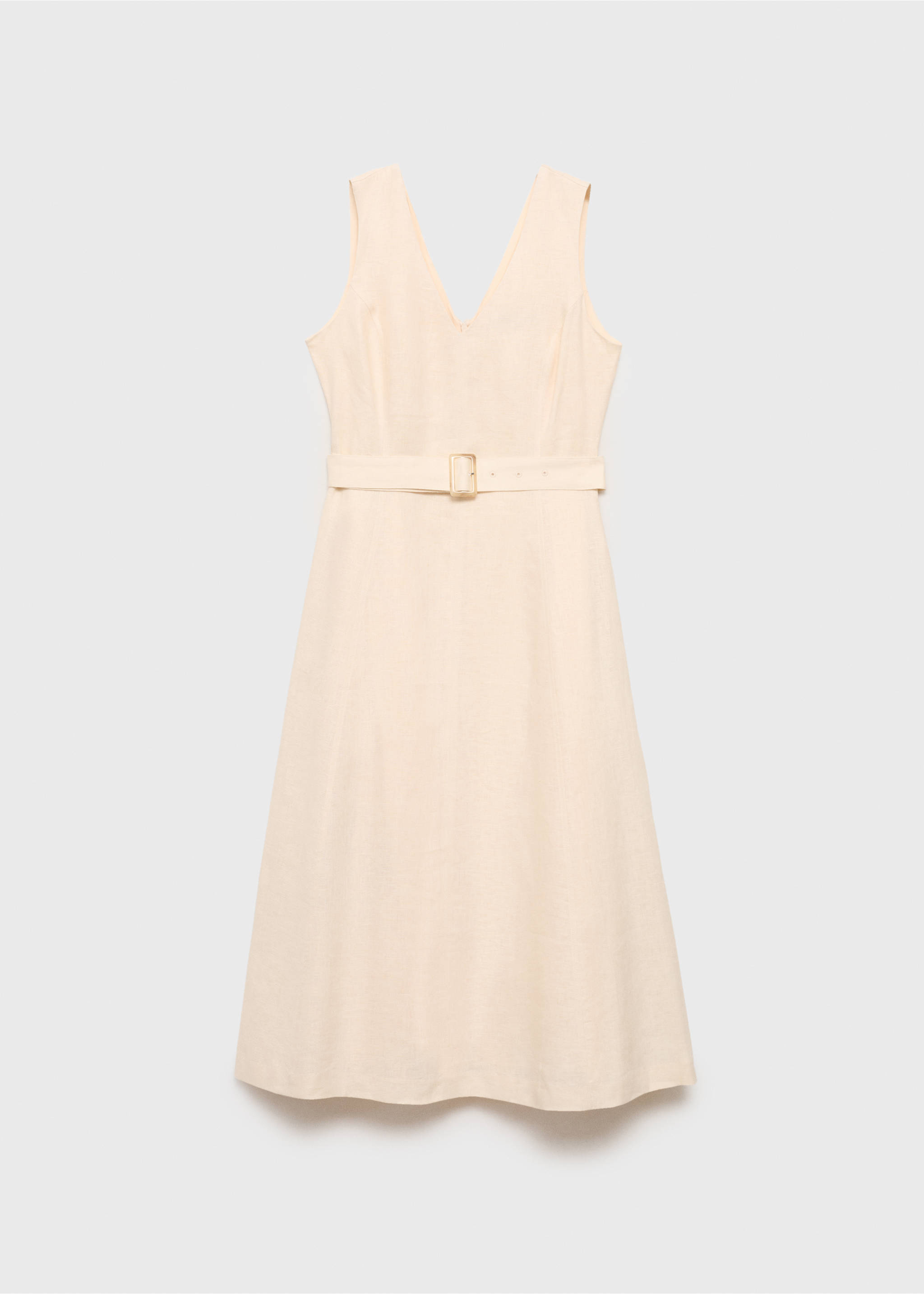 Vestido lino cinturón - Artículo sin modelo, Beige. Ref: 87057164-00.