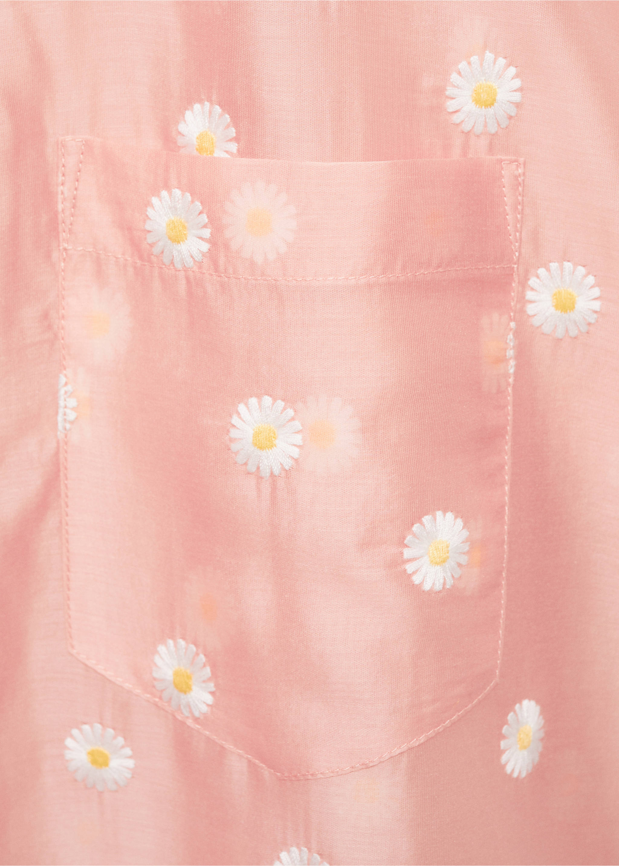 Floral-embroidered lyocell shirt - Details of the article 0, Pastel Pink. Ref: 87057165-00.
