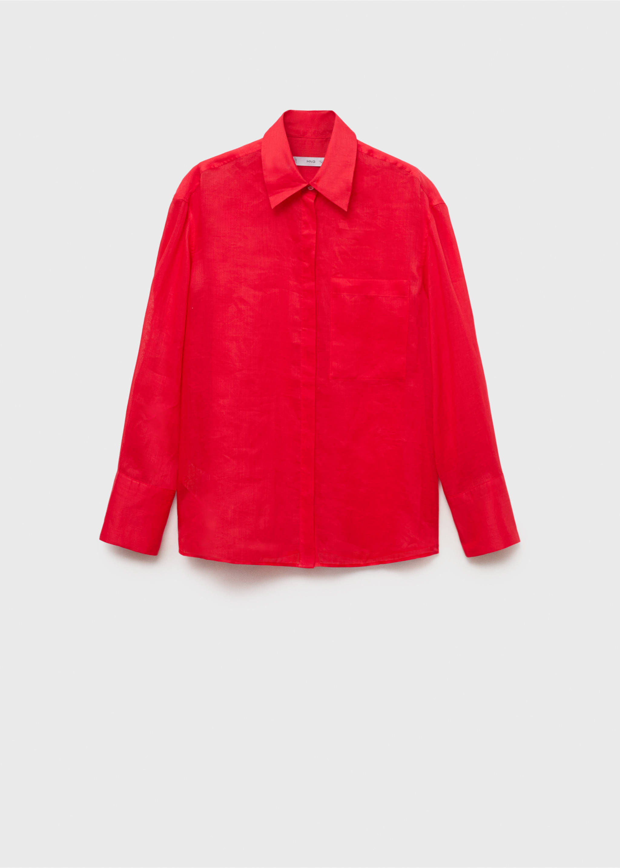 Ramie shirt with pocket - Article without model, Red. Ref: 87057166-00.