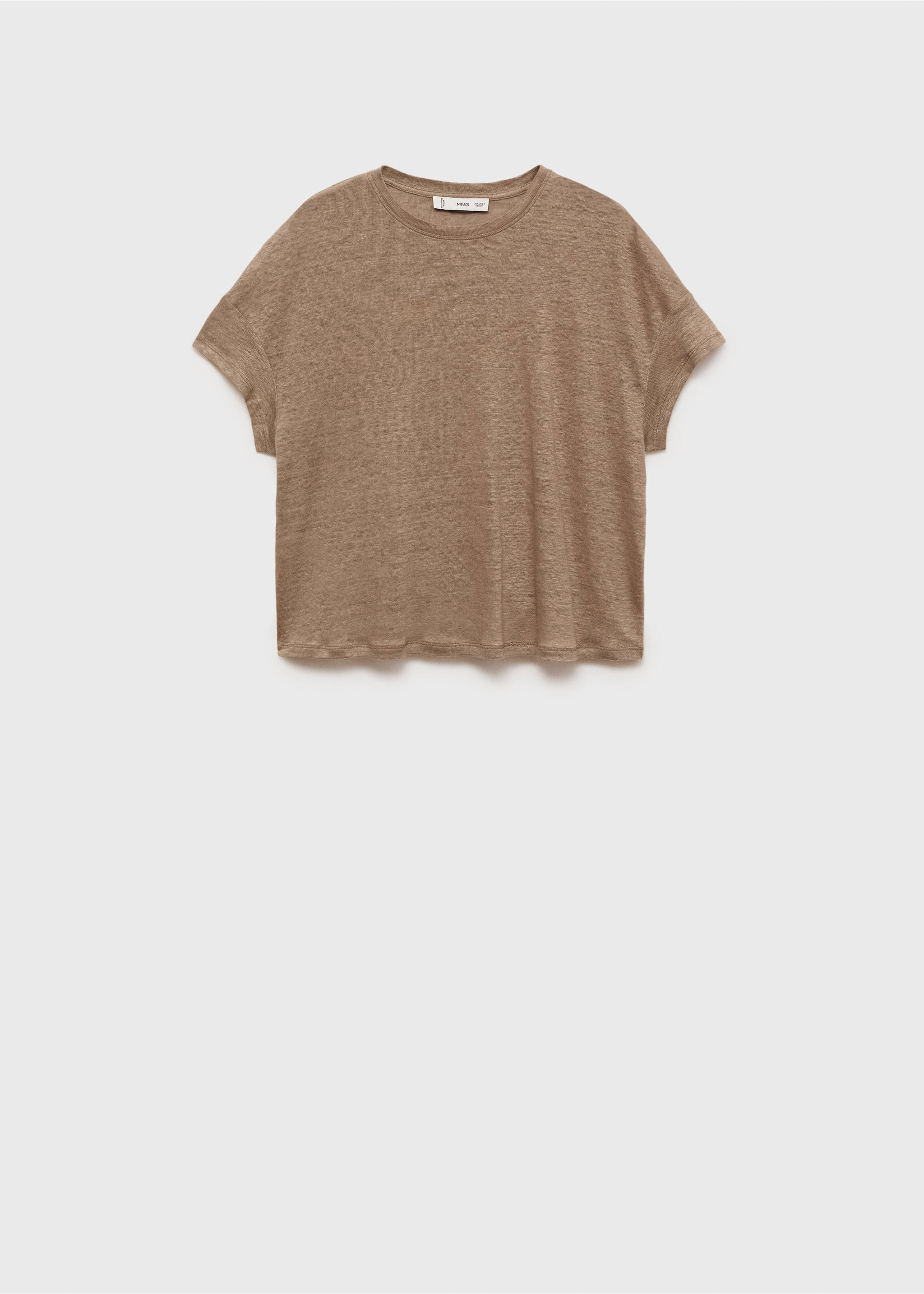 Short-sleeved linen t-shirt - Article without model, Light/Pastel Brown. Ref: 87057167-00.