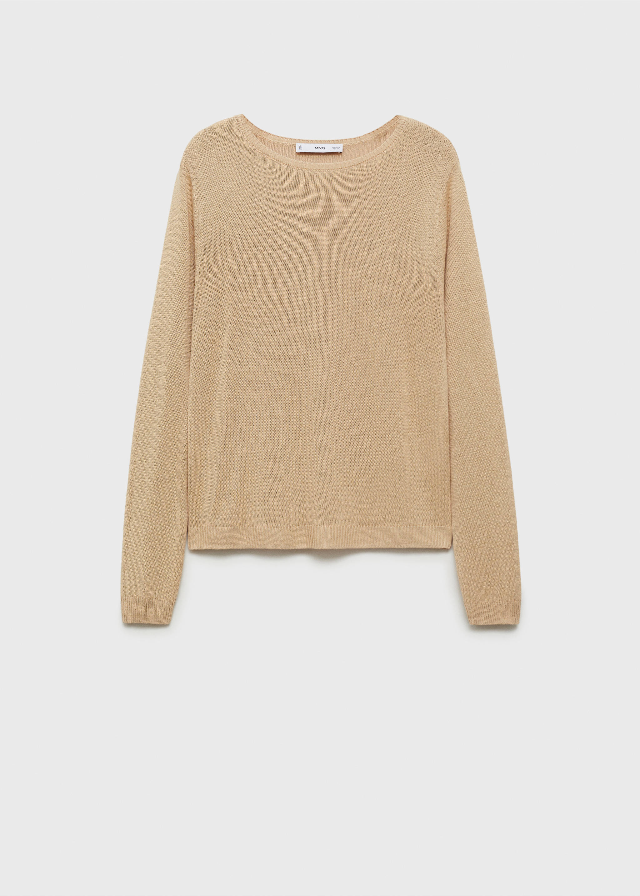 Linen-blend boat-neck sweater - Article without model, Medium Brown. Ref: 87057168-00.