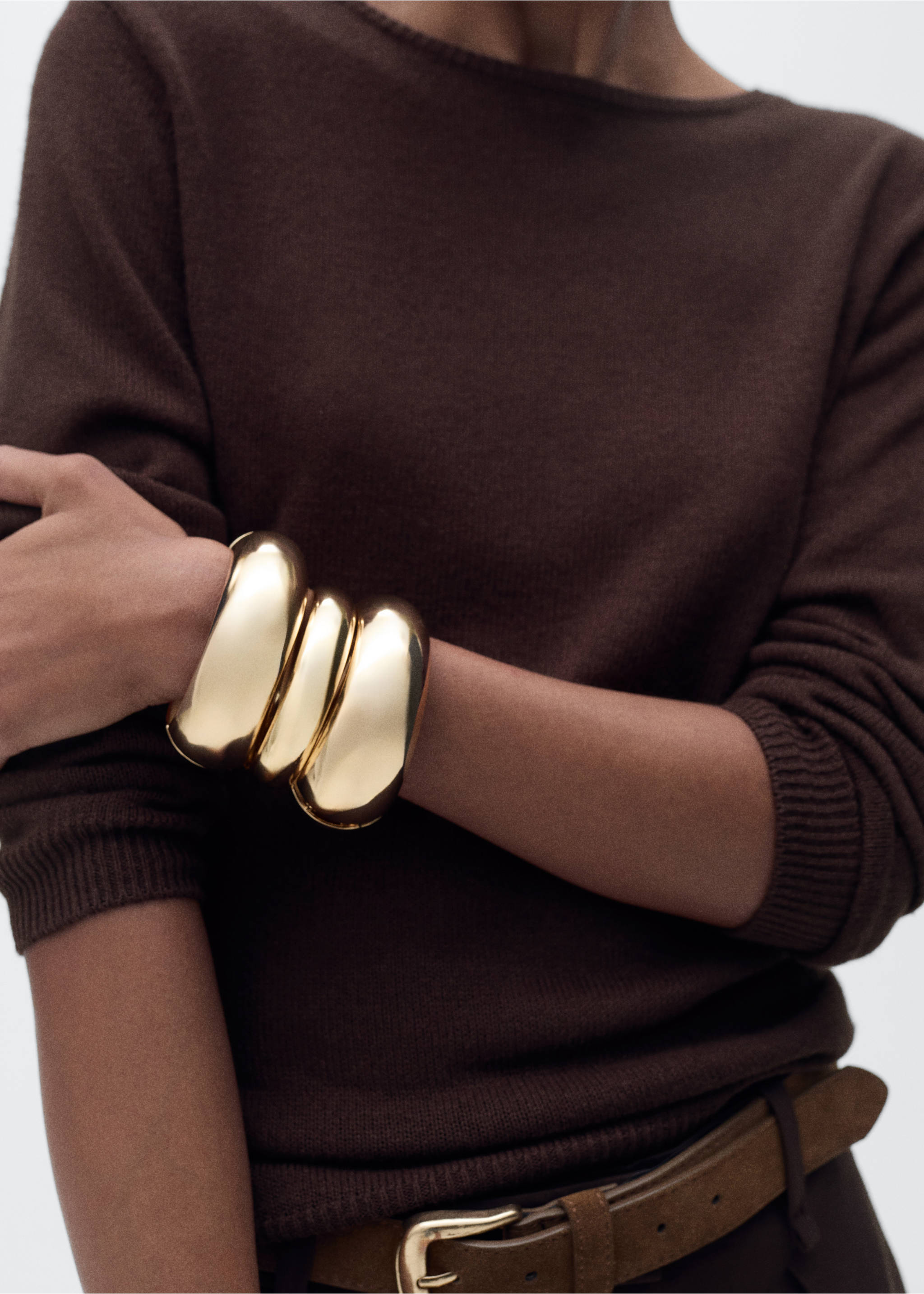 Linen-blend boat-neck sweater - Details of the article 6, Chocolate. Ref: 87057168-00.