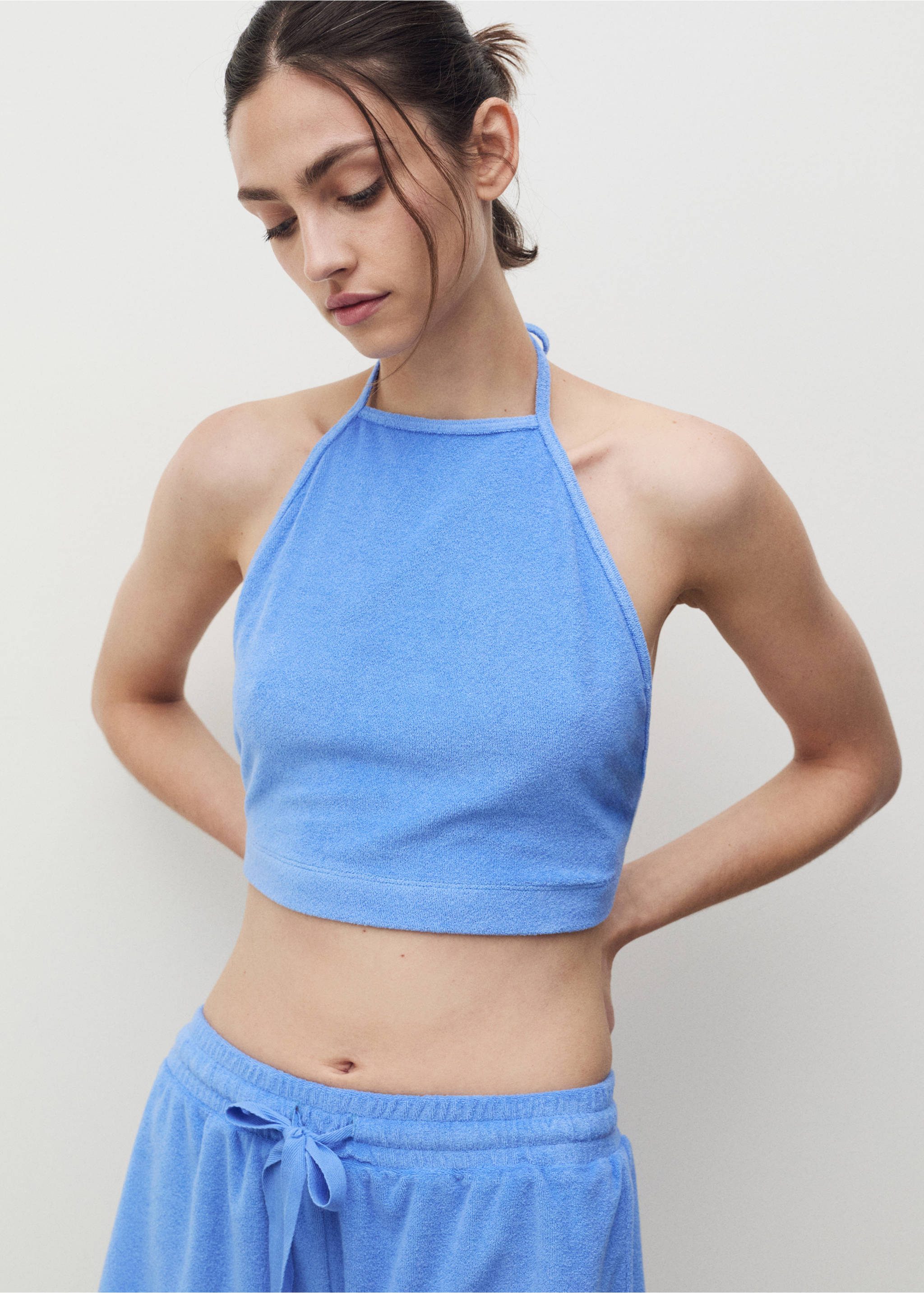Top algodón rizo - Plano medio, Azul. Ref: 87057169-00.