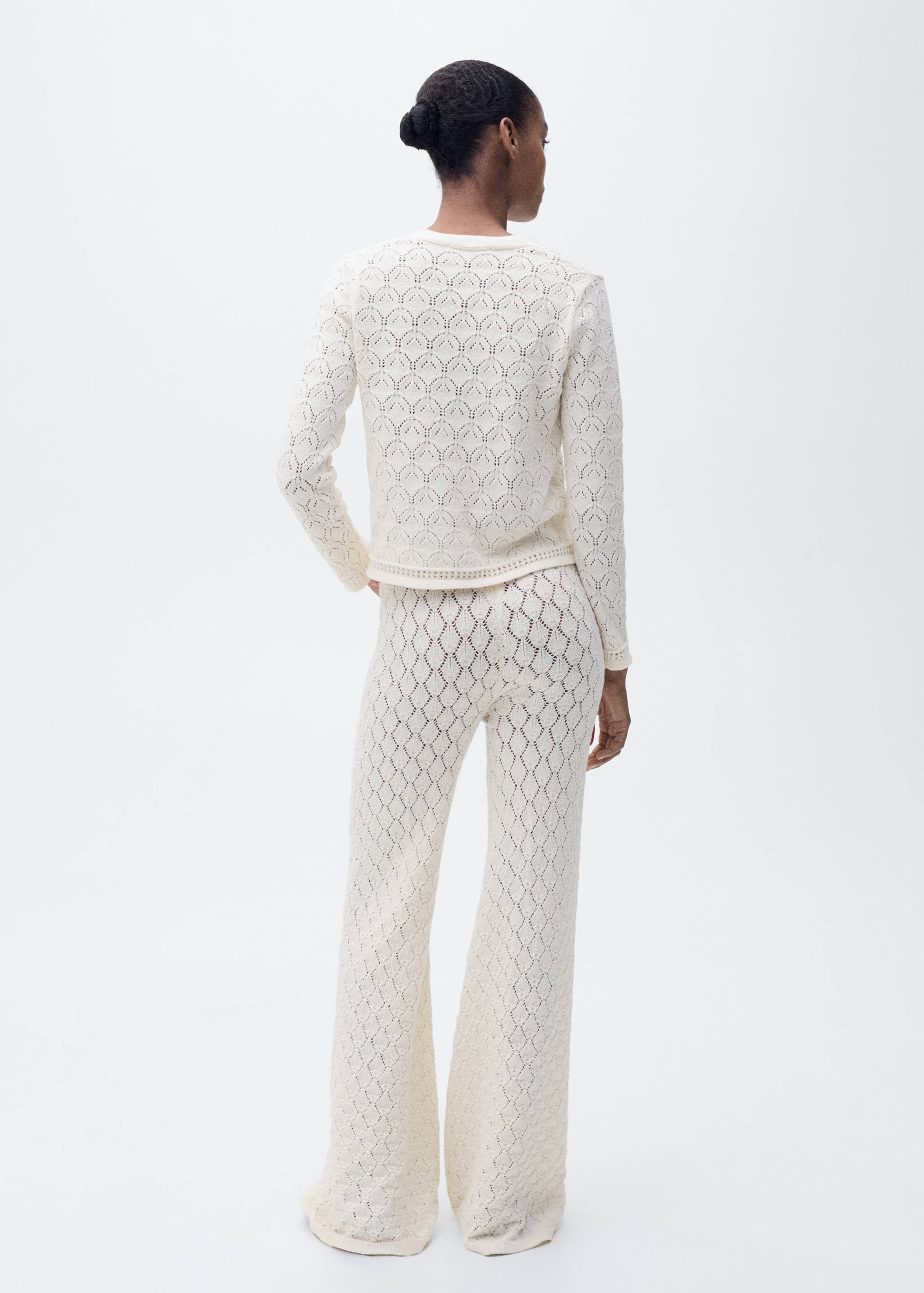 Straight-fit knitted pants with lace accents - Reverse of the article