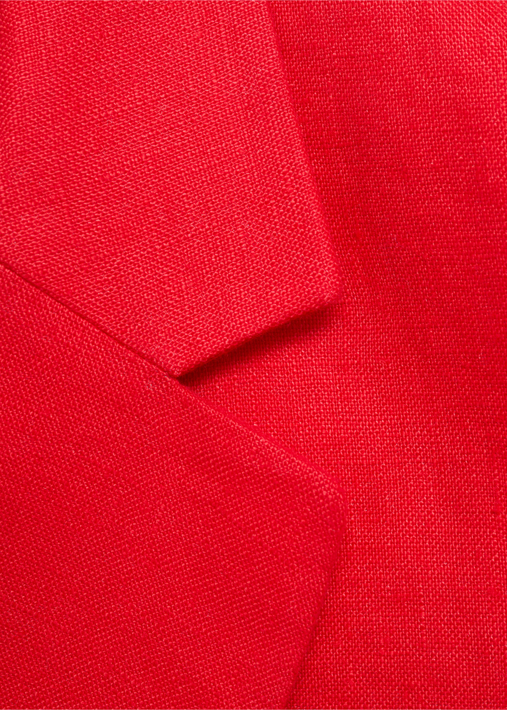 Double-breasted linen suit jacket - Details of the article 8, Red. Ref: 87057172-00.