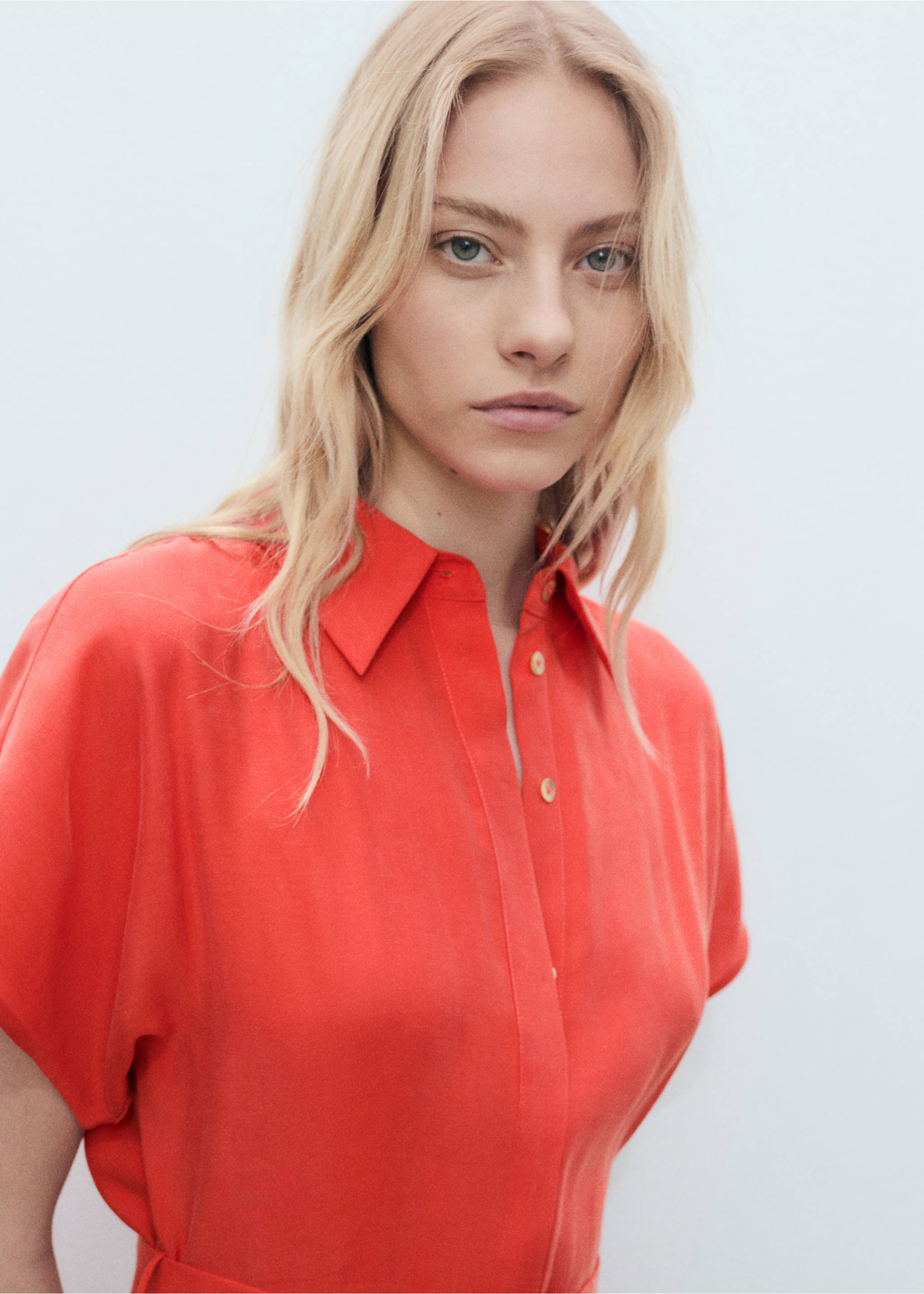 Rochie midi evazată cu curea - Detaliu al articolului 1, Roșu. Ref: 87057173-00.