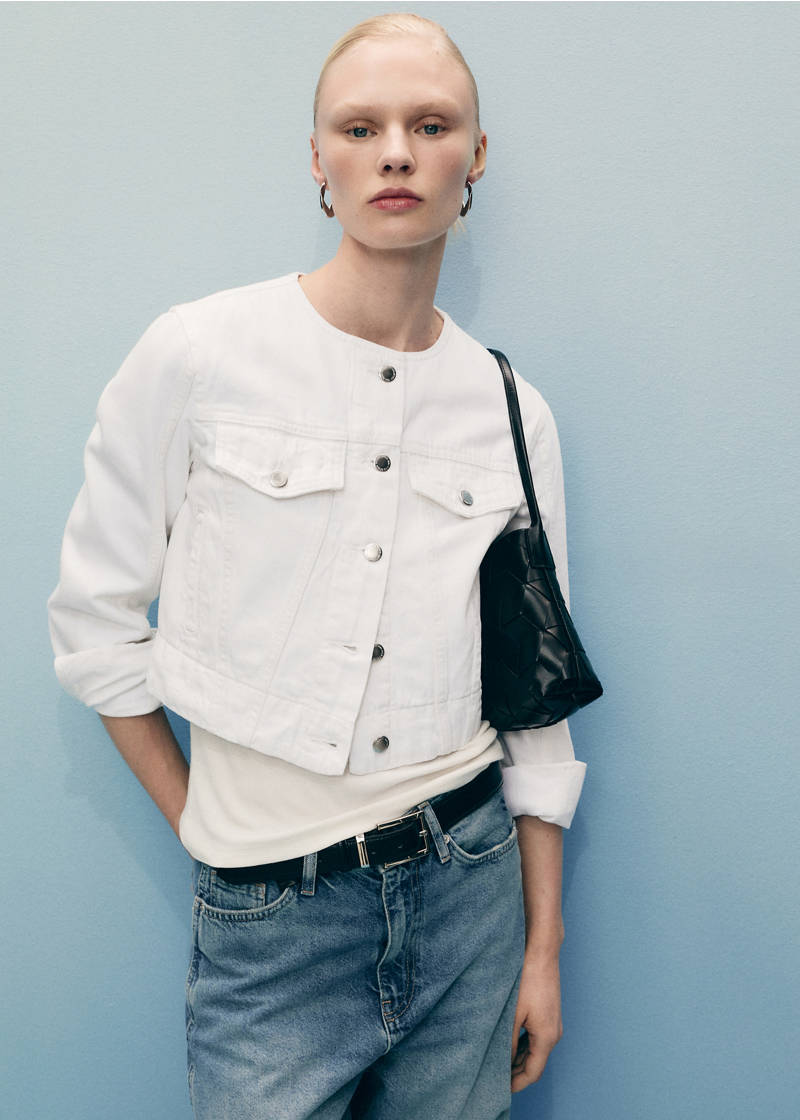 Crop denim jacket - White