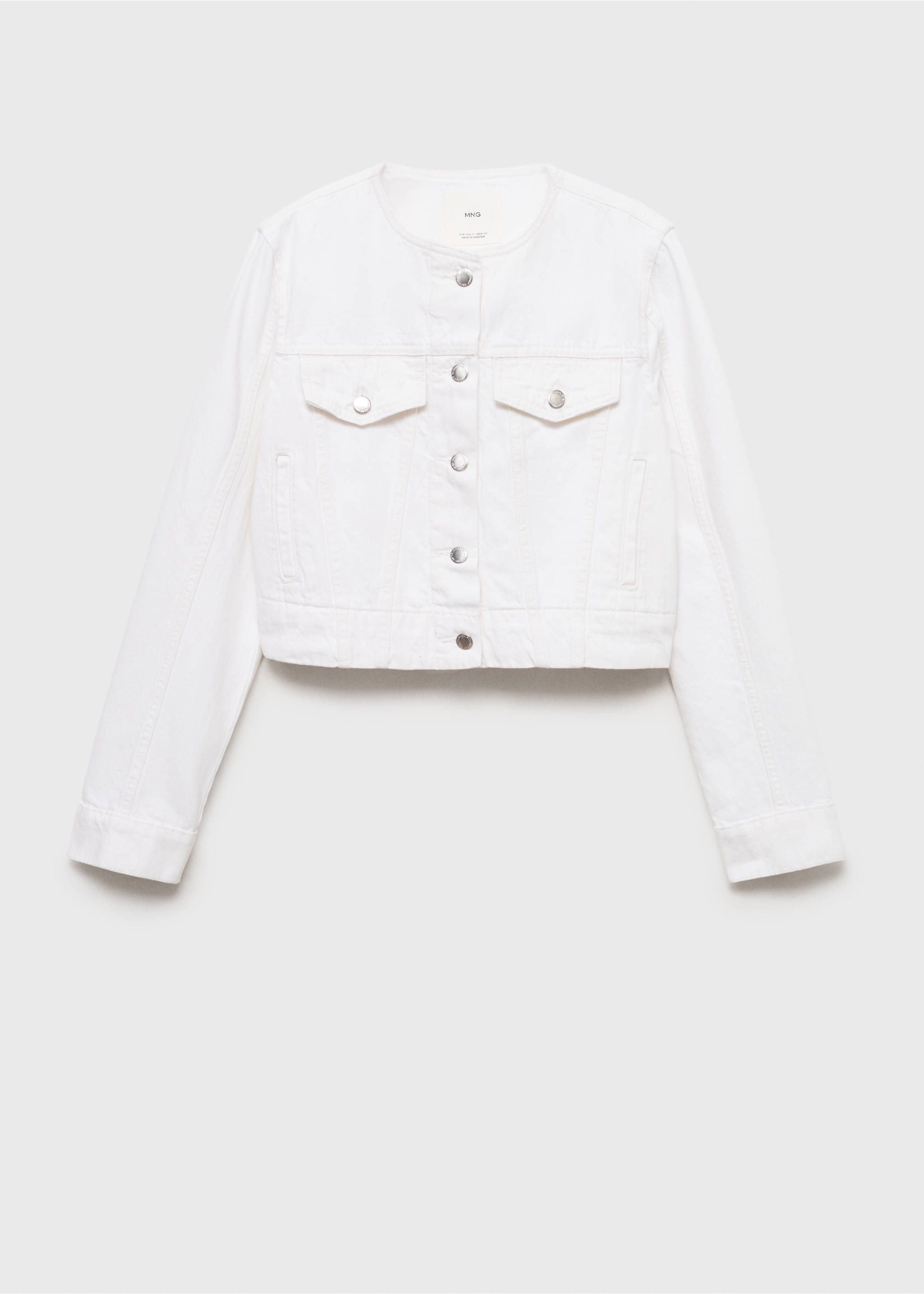 Crop denim jacket - Article without model, White. Ref: 87057175-00.